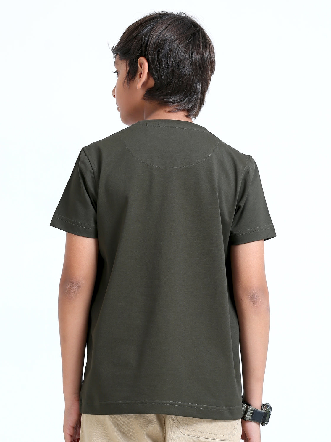 Olive Green Ride Printed Crew Neck T-Shirt