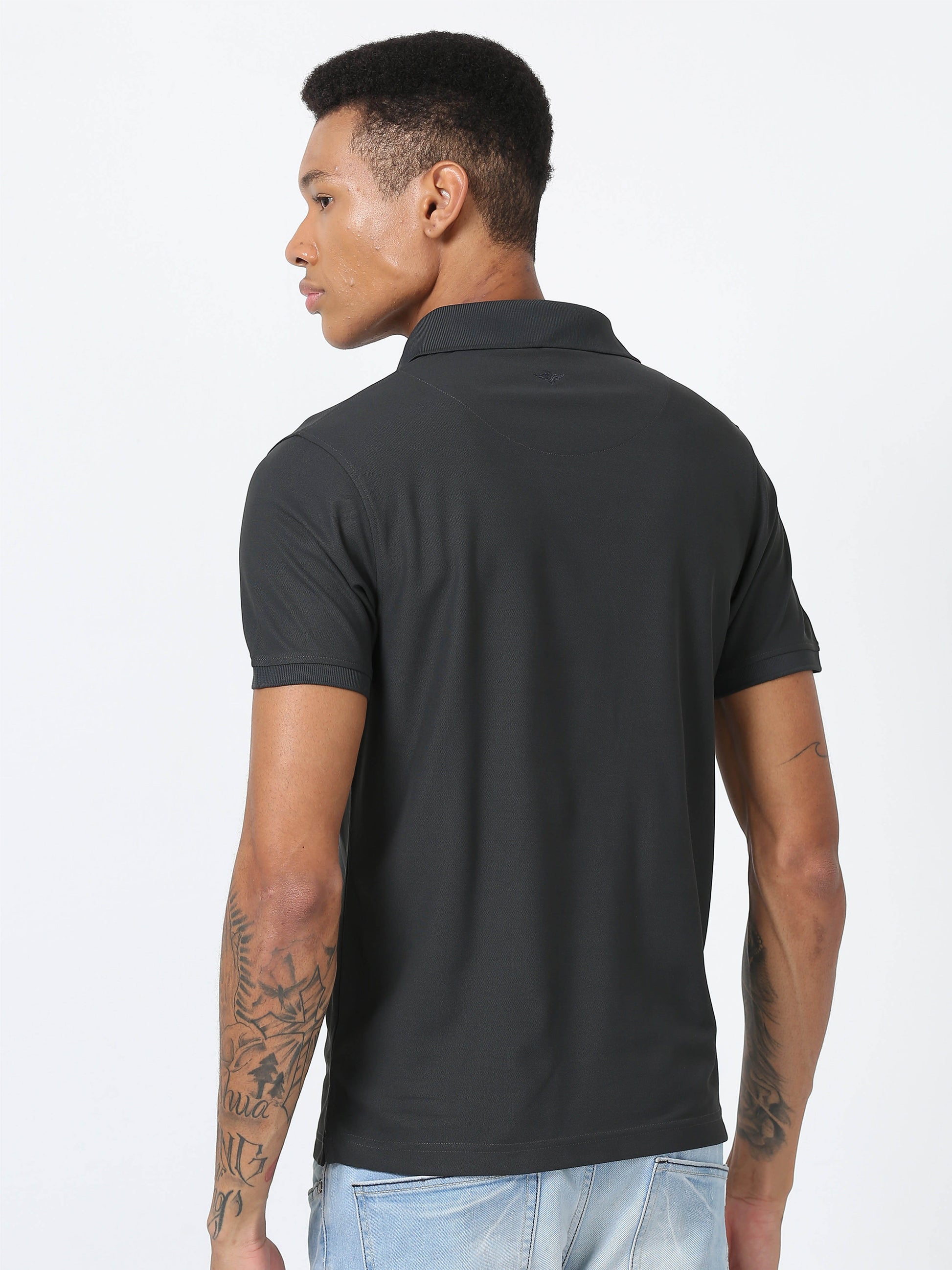 Dark Grey Polo T Shirt for Men