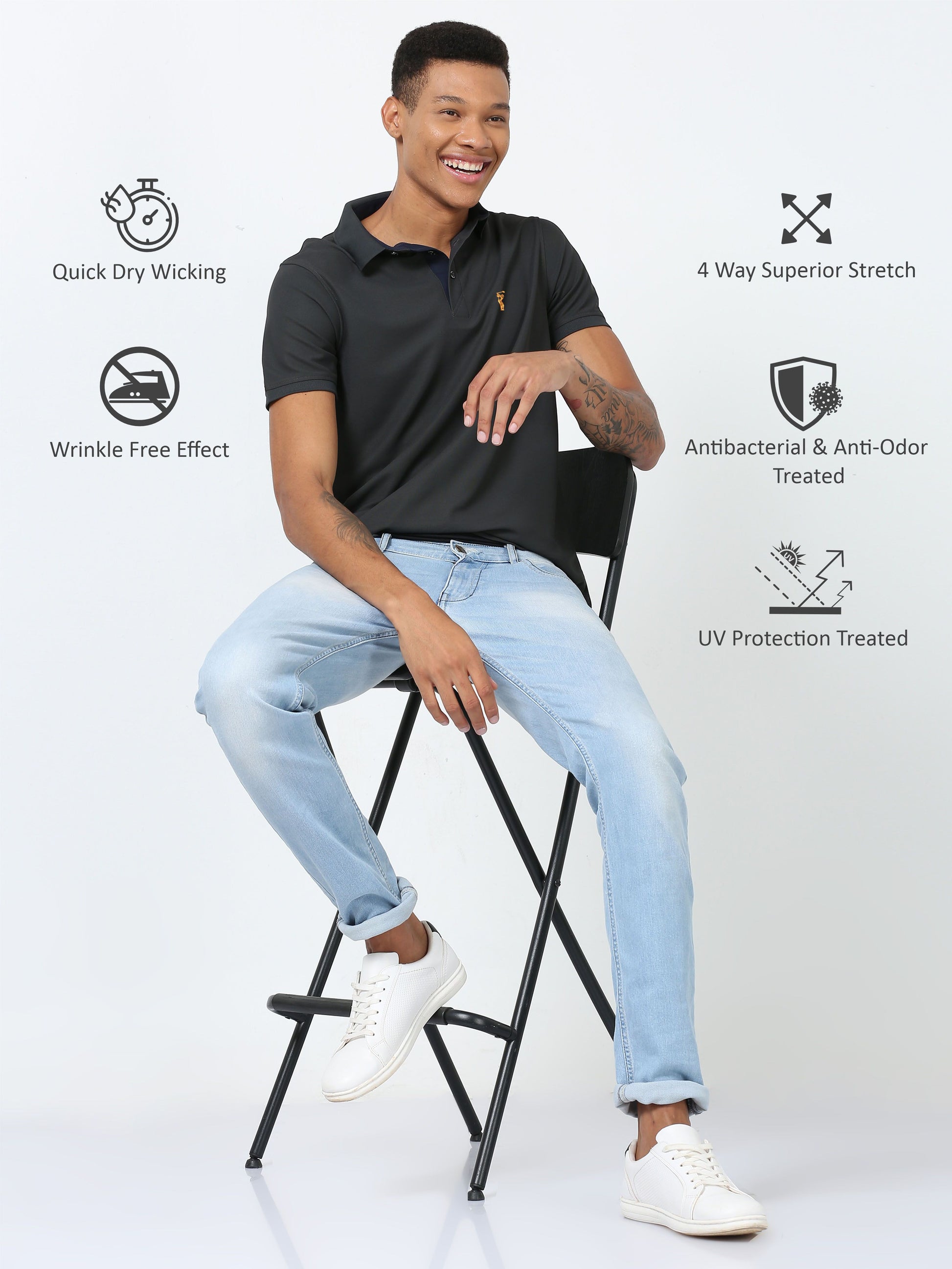 Dark Grey Polo T Shirt for Men