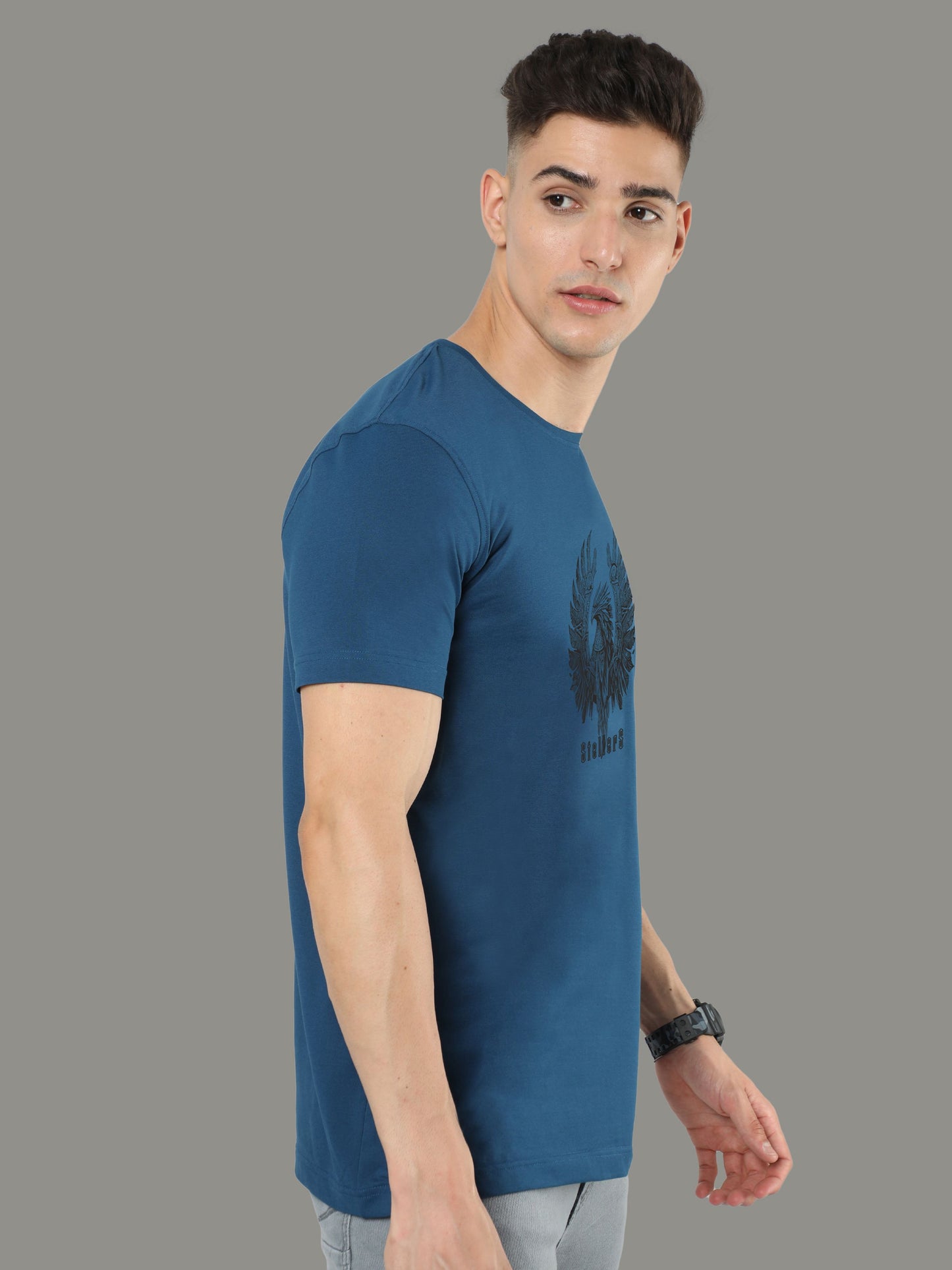 Teal Blue Warrior Men’s Crew Neck T Shirt