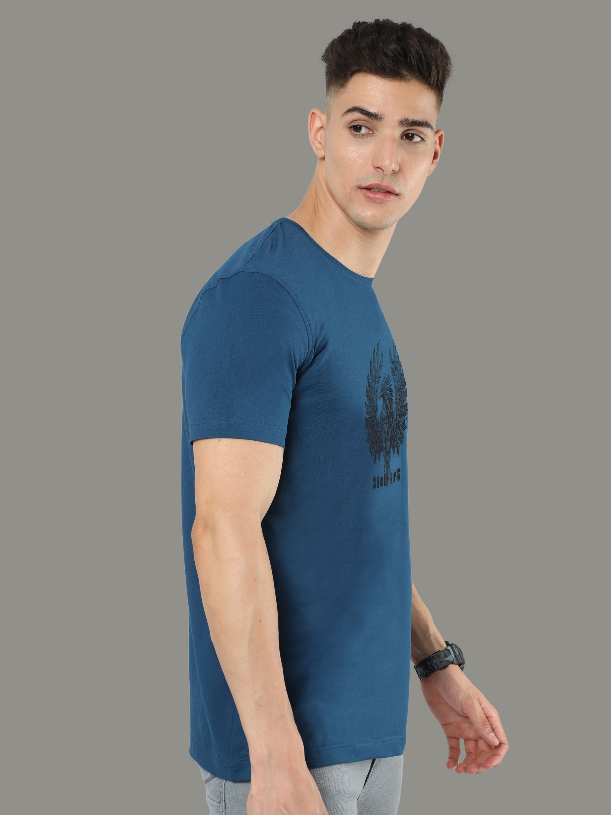Teal Blue Warrior Men’s Crew Neck T Shirt