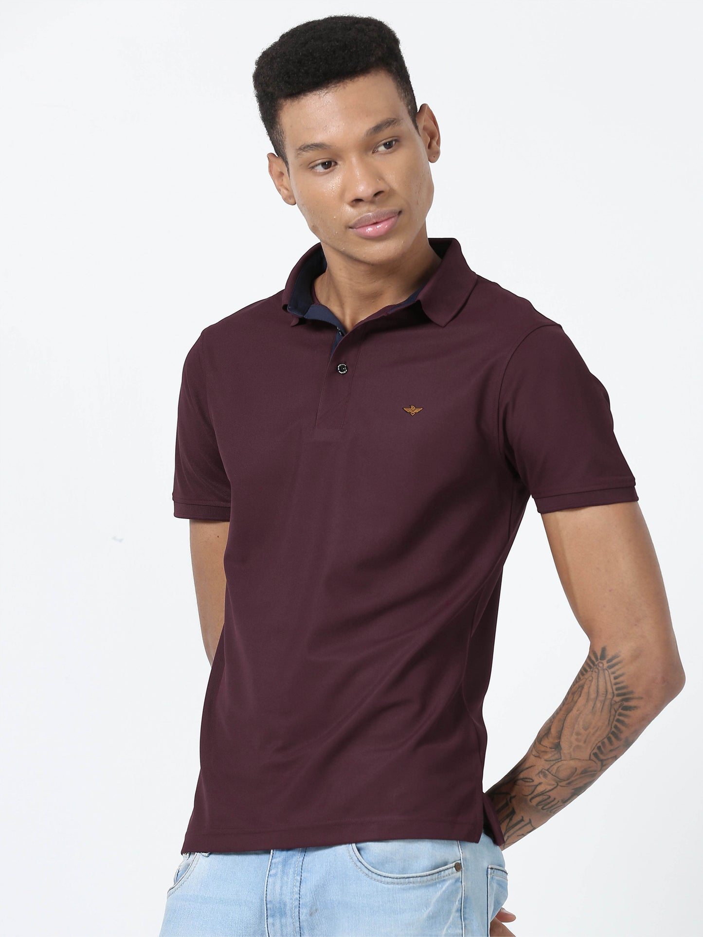 Men's Wine Premium Polo T-Shirt | Wrinkle-Free | Quick Dry | Stretchable |  Odour-Free | UV Protected