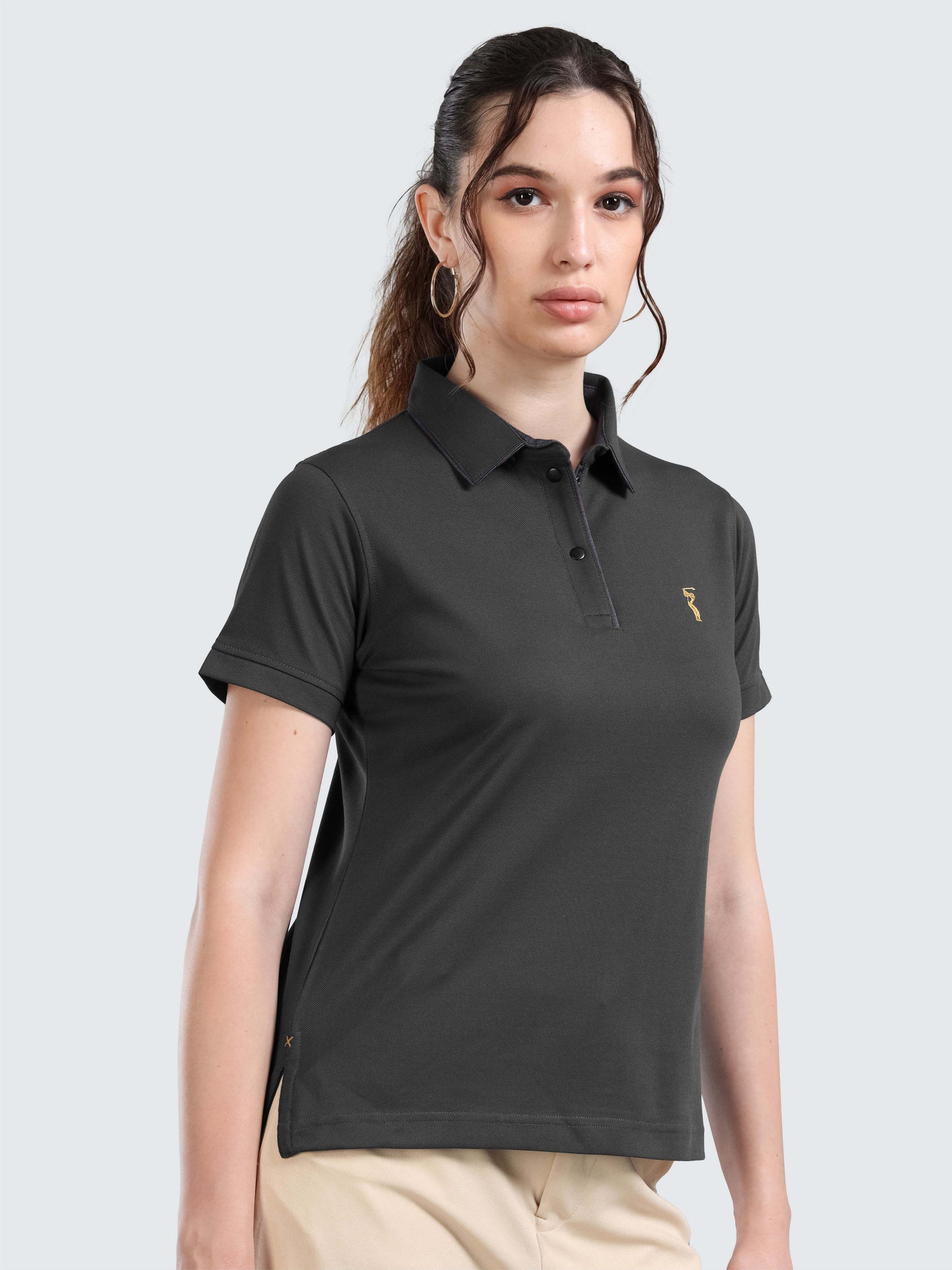 Grey Women Premium SoftBerry PQ Polo T-Shirt