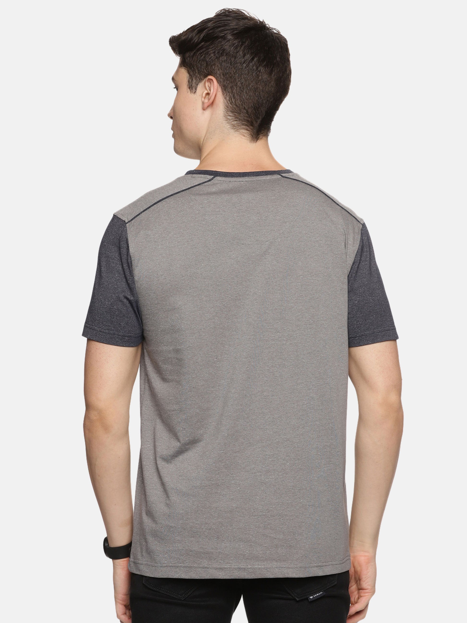 Men's Grey Cotton Vee Neck T Shirts 