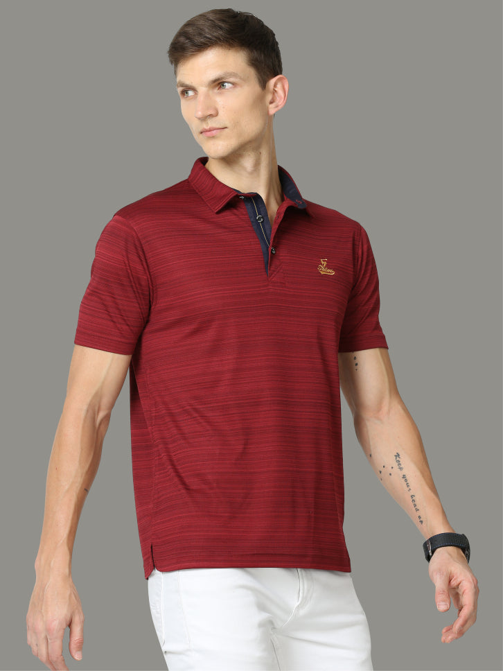 Maroon Men's Barcode Weave Golf Polo T Shirt