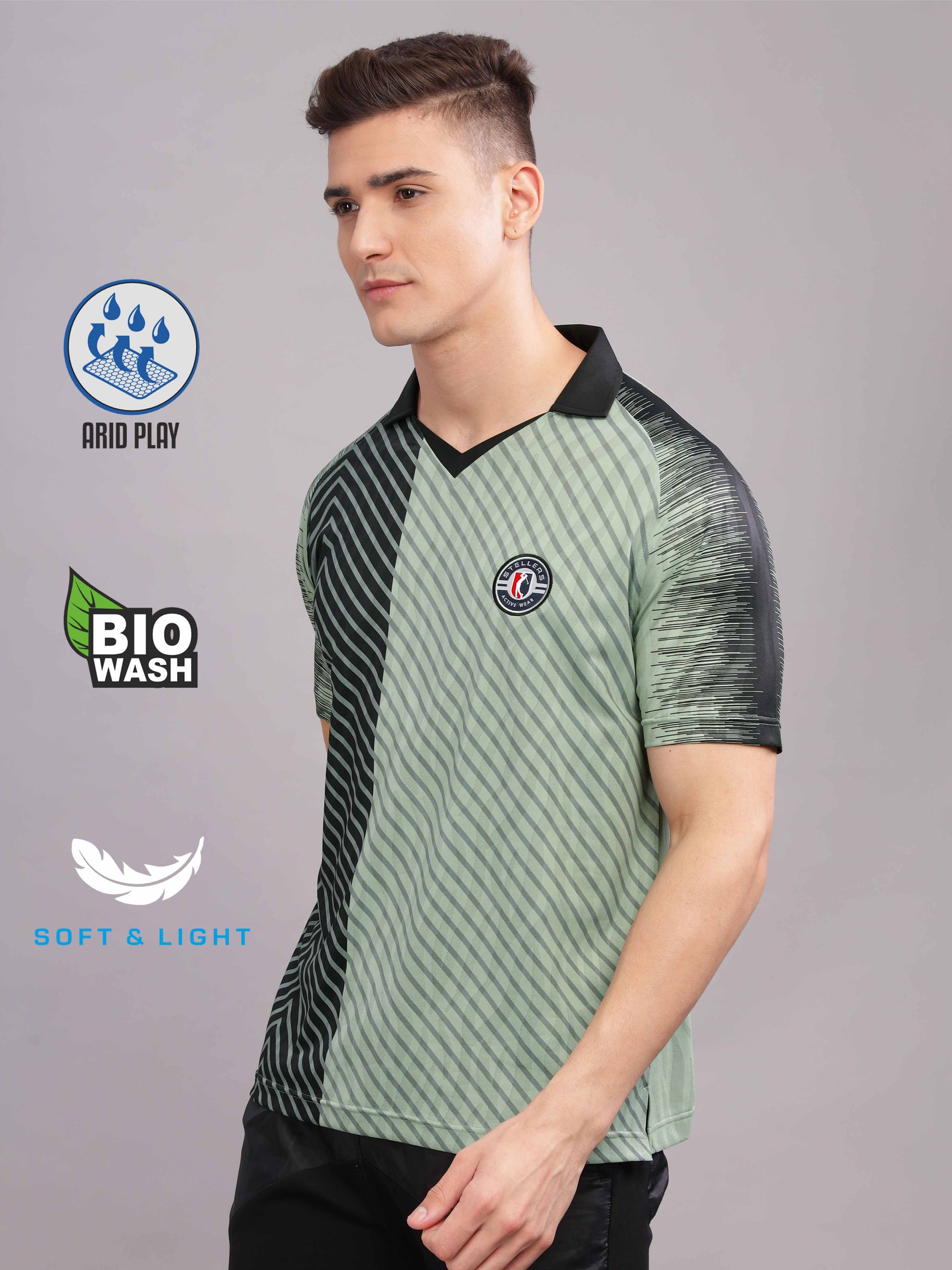 Green Men’s Printed Active Wear T Shirts for Men