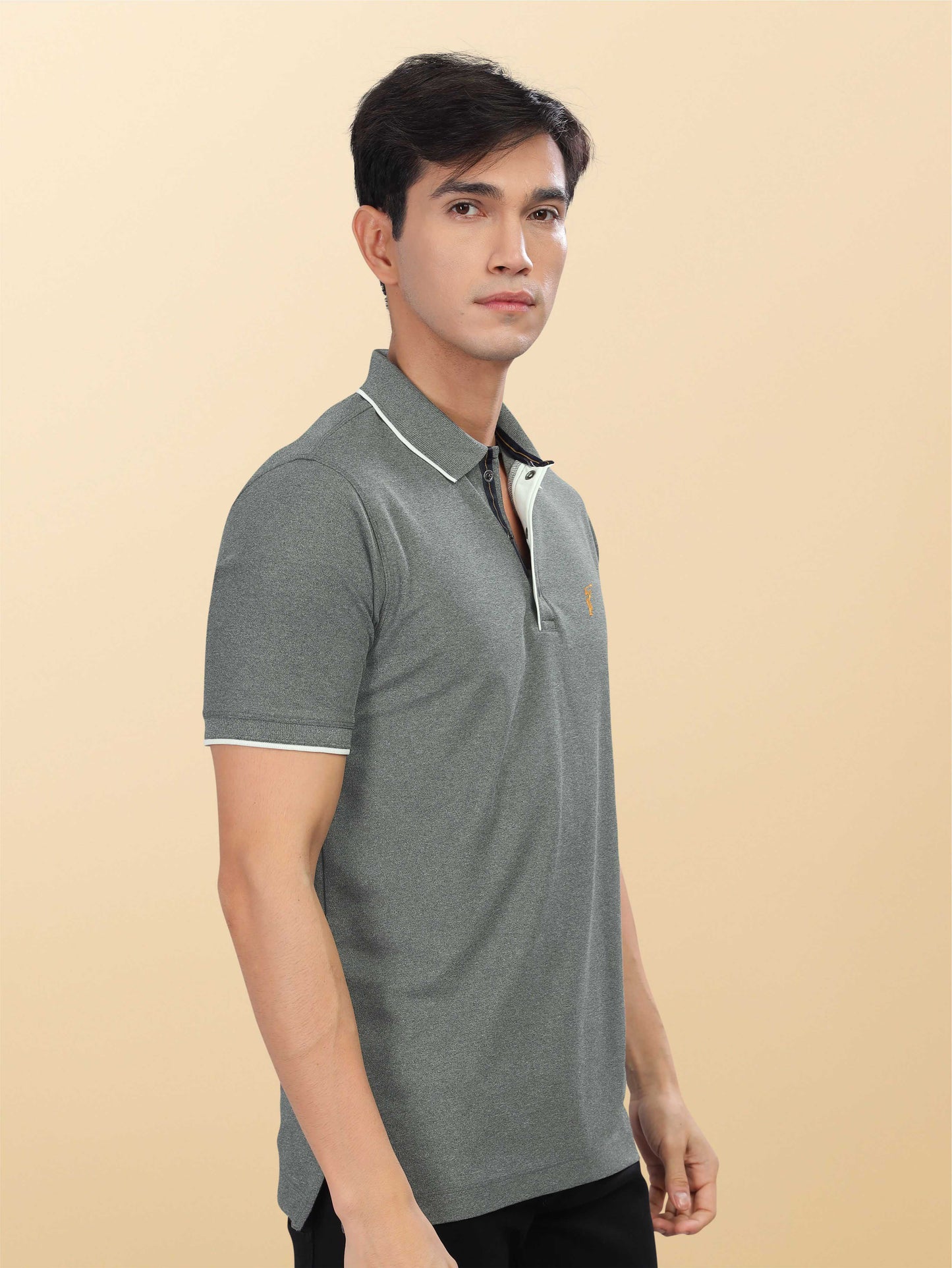 Charcoal Grey Men's Tipping Polo T-Shirt