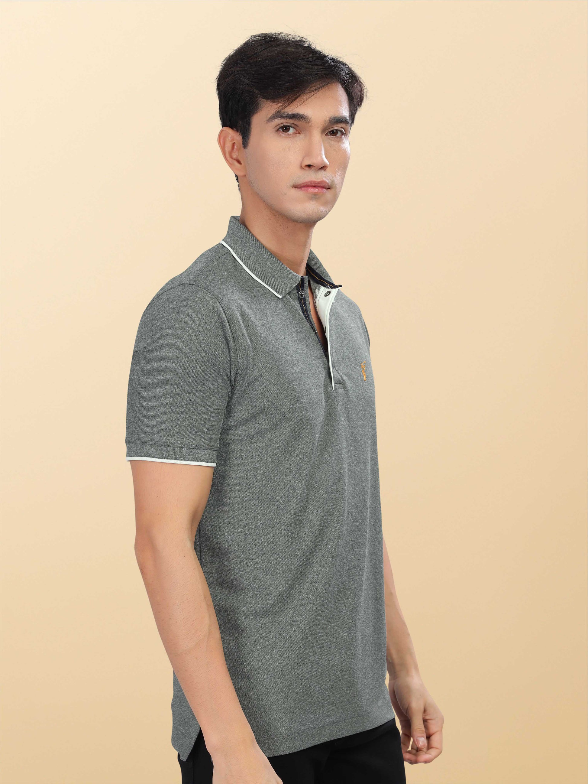 Charcoal Grey Men's Tipping Polo T-Shirt