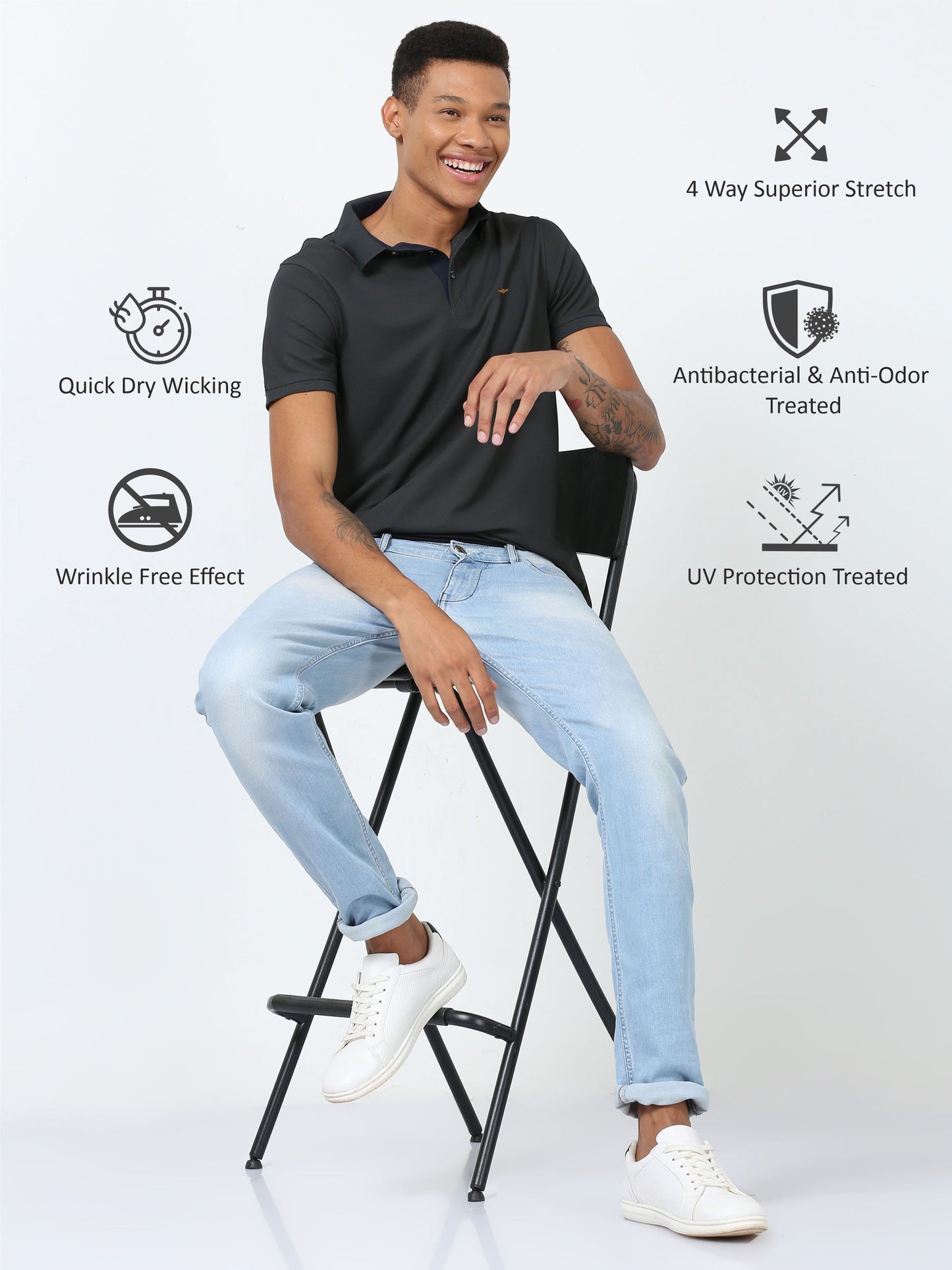Dark Grey Premium Polo T Shirt for Men