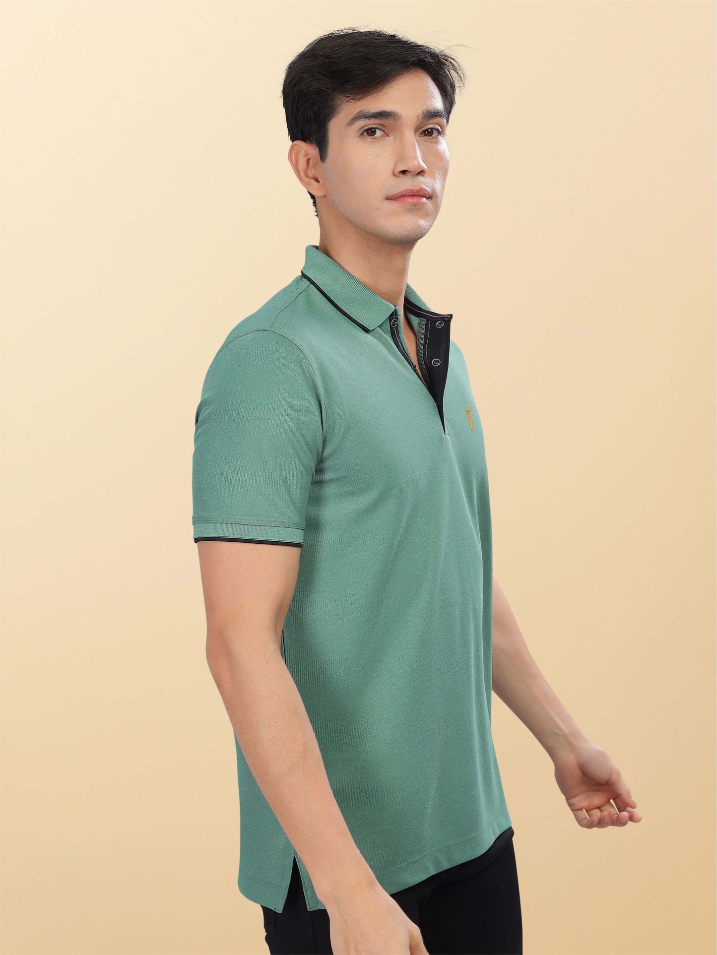 Aqua Green Men's Tipping Polo T-Shirt 