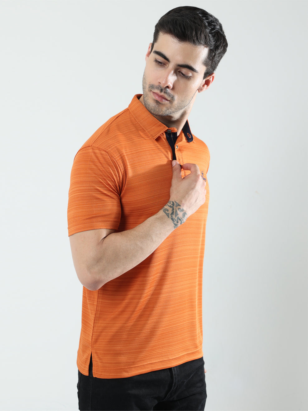 Russet Men's Barcode Weave Golf Polo T Shirt