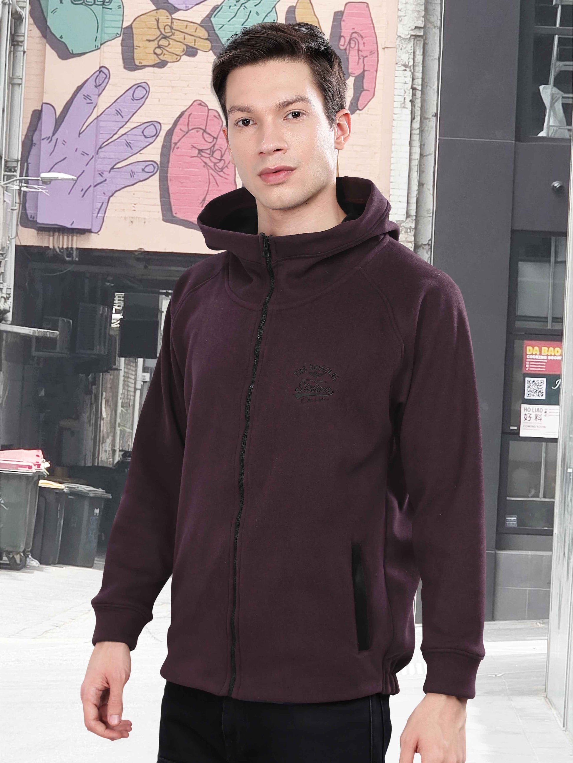Wine Zipper Hoodies for Men