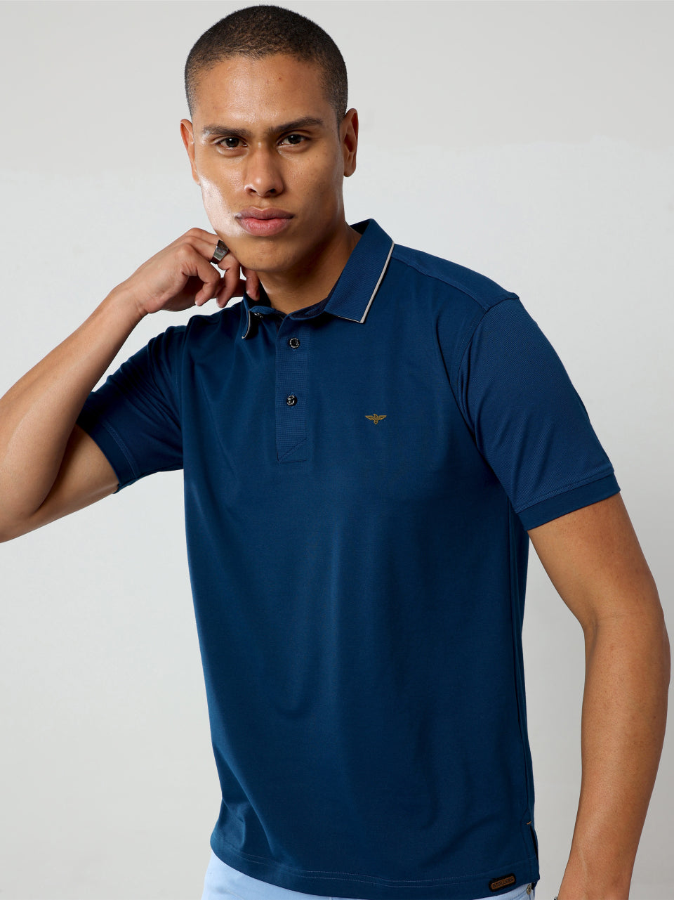 Teal Blue Men's Cotton Polo T Shirts