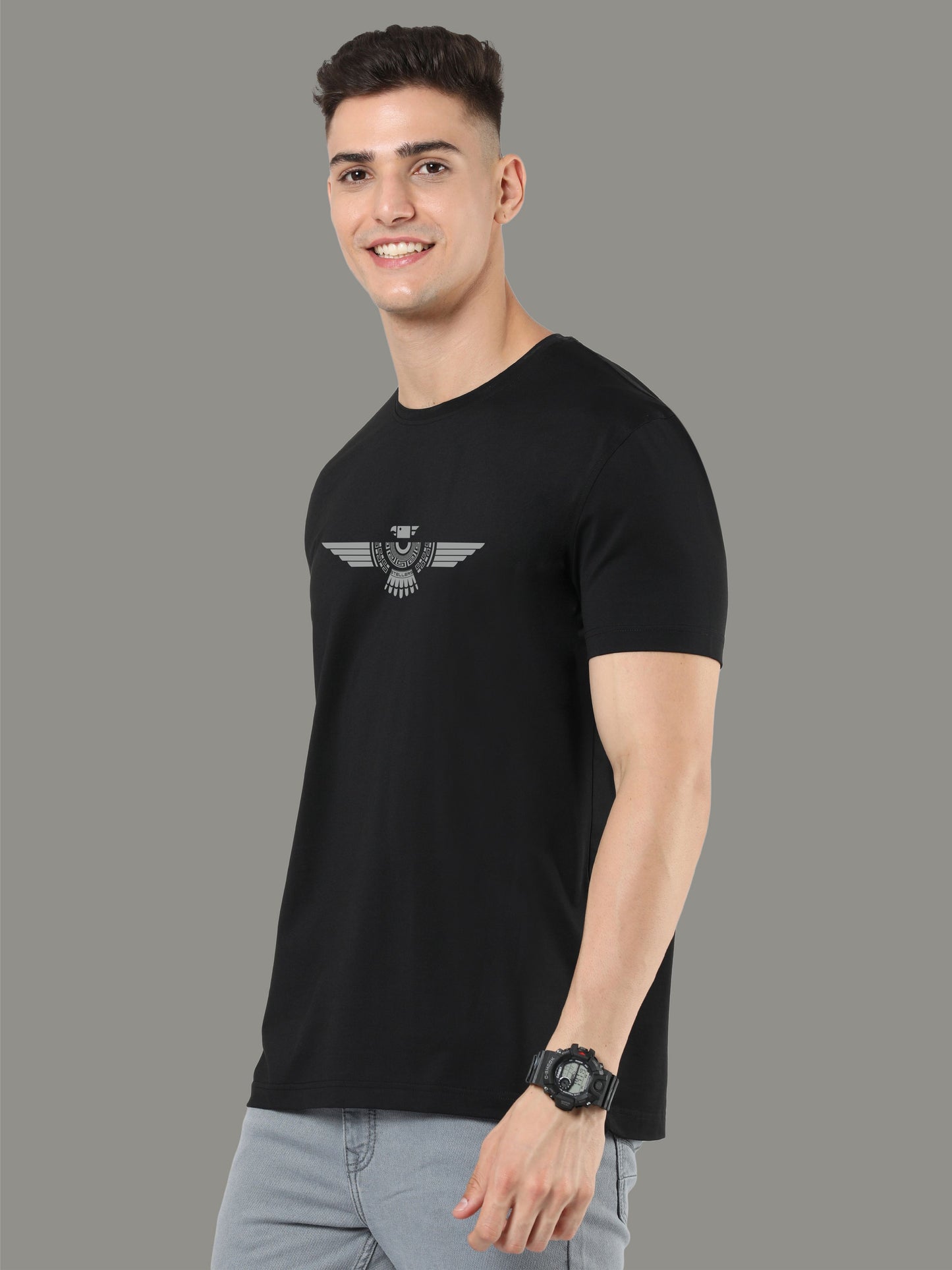 Black Men's Crew Neck T-Shirts Tribal