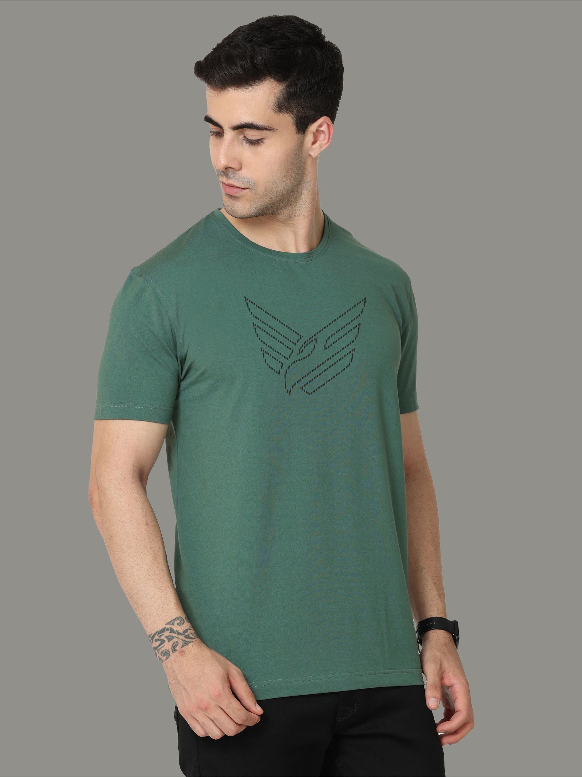 Aqua Green Men's Dot Eagle Crew Neck T Shirt