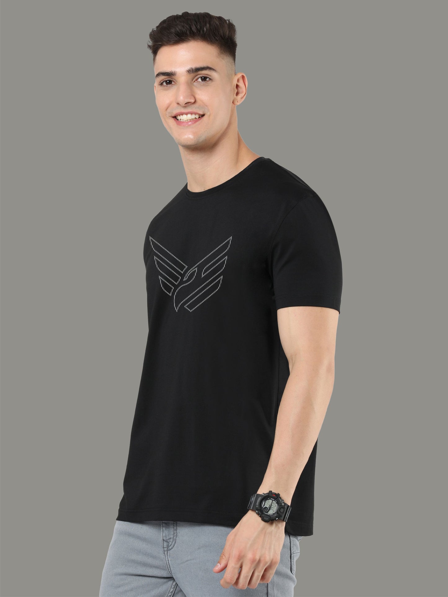 Black Men's Crew Neck T-Shirts Dot Eagle