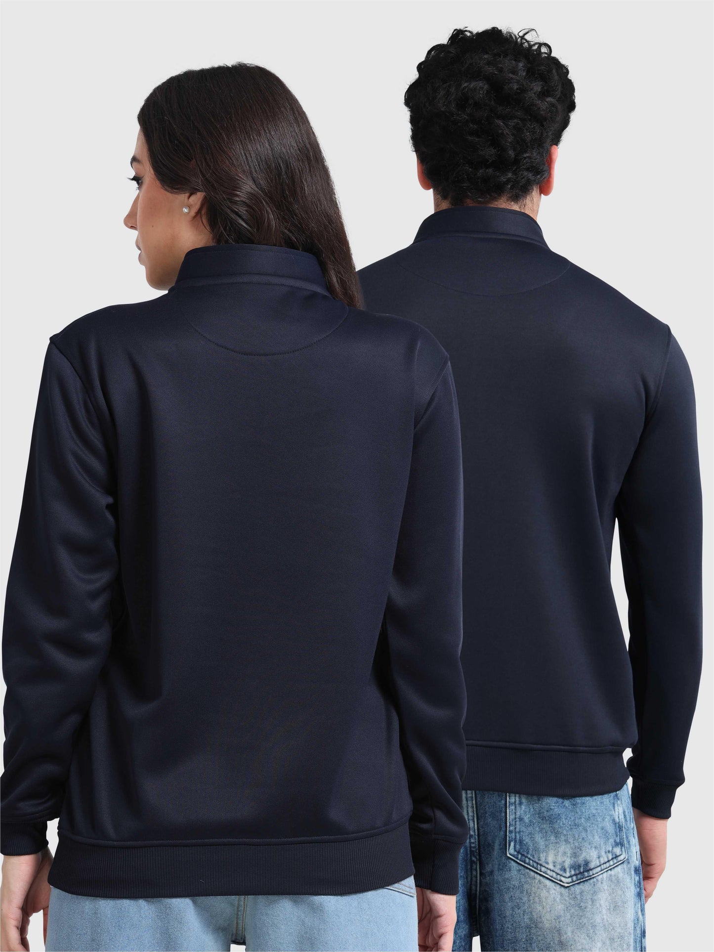 Unisex Half Zipper Sweatshirts - Navy Blue | Regular Fit | Feather Touch Feel | Warm |