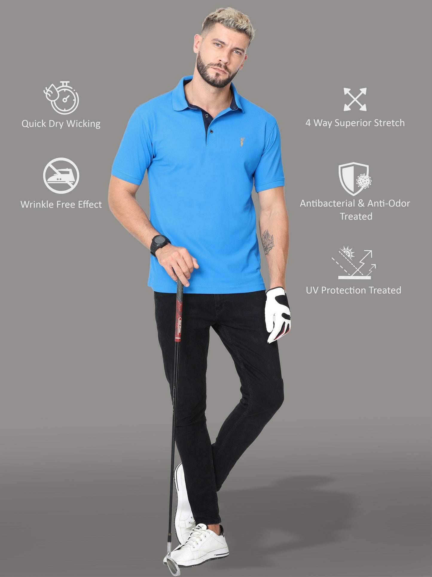 Dresden Blue Premium Golf Polo T-Shirt