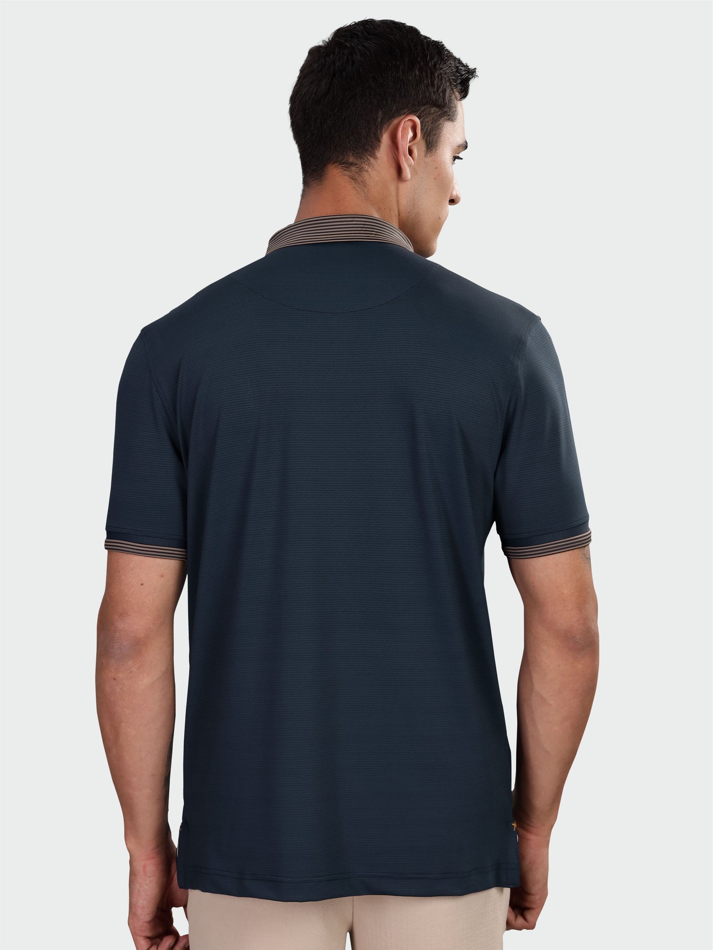 Men Premium Ultra Stripes Polo T-Shirt - Navy Blue | Feather Touch Feel | Light Weight | Stretchable | Sustainable