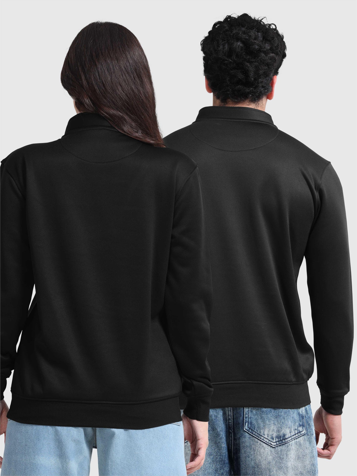 Unisex Half Zipper Sweatshirts - Black | Regular Fit | Feather Touch Feel | Warm |
