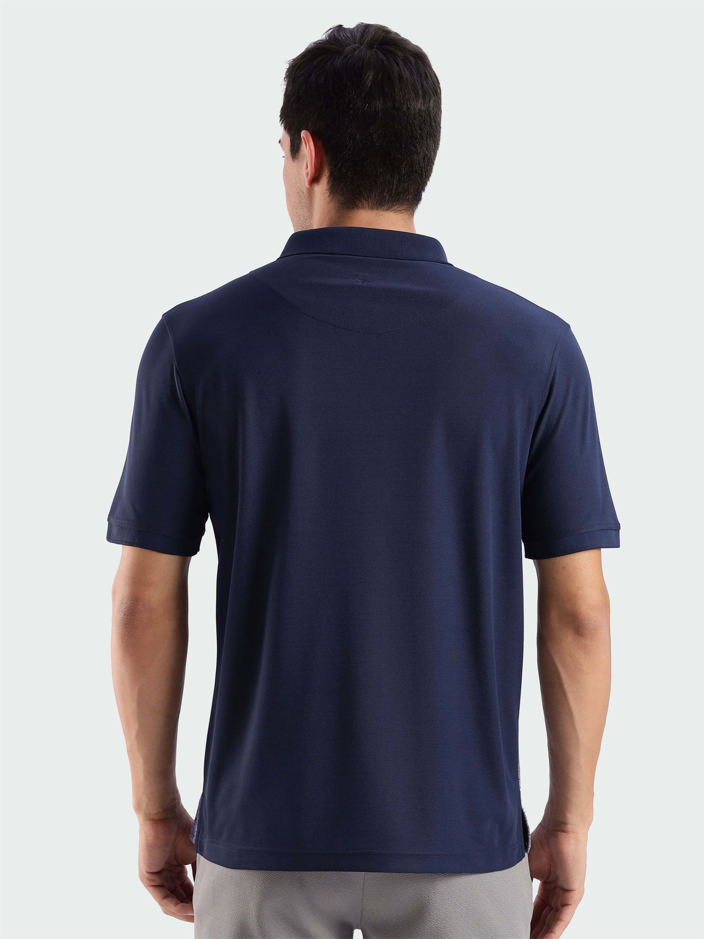 Men's Navy Blue Color Block Polo T-Shirt | Wrinkle-Free | Quick Dry | Stretchable |  Odour-Free | UV Protected