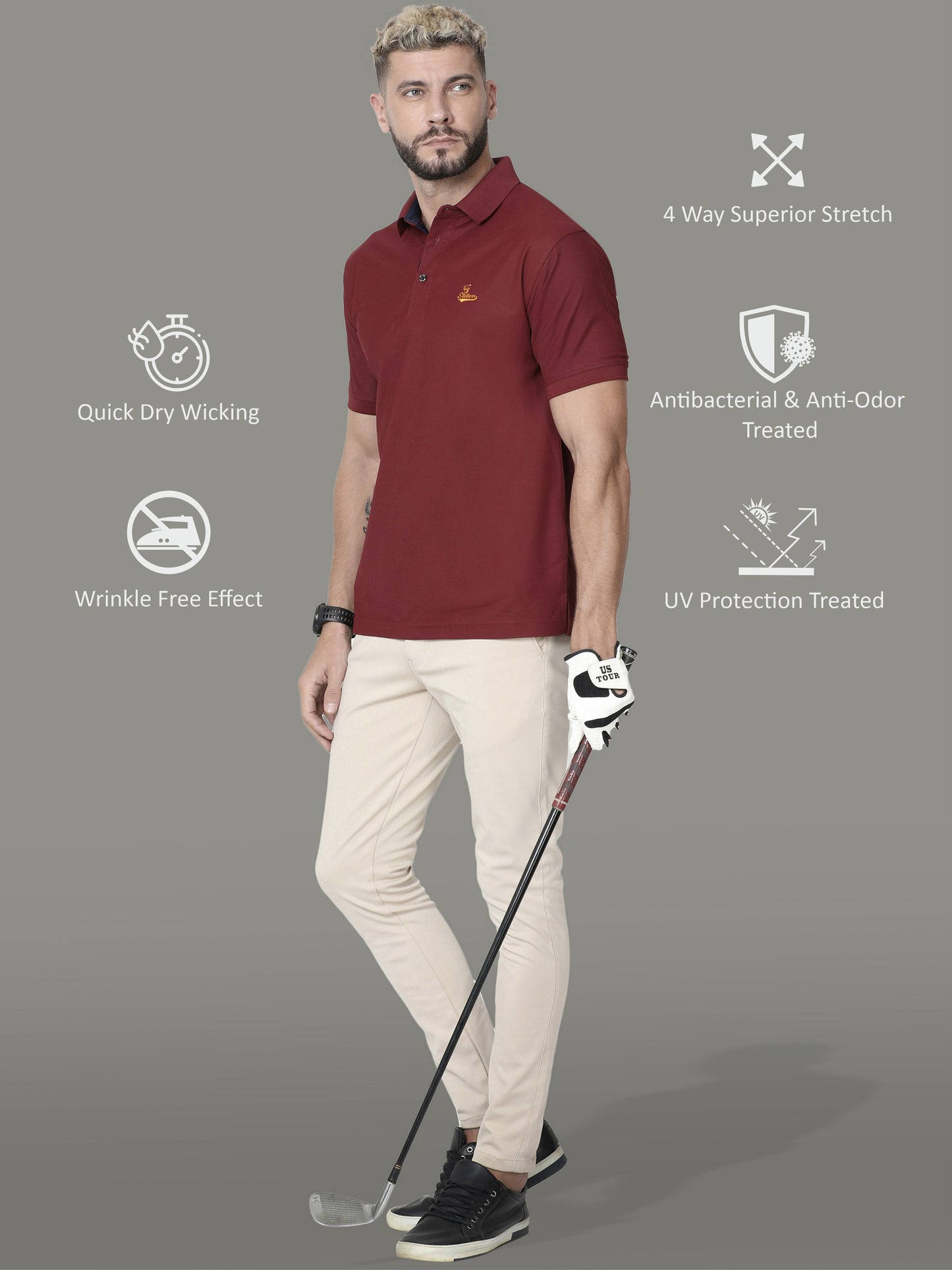 Maroon Signature Golf Polo T-Shirt