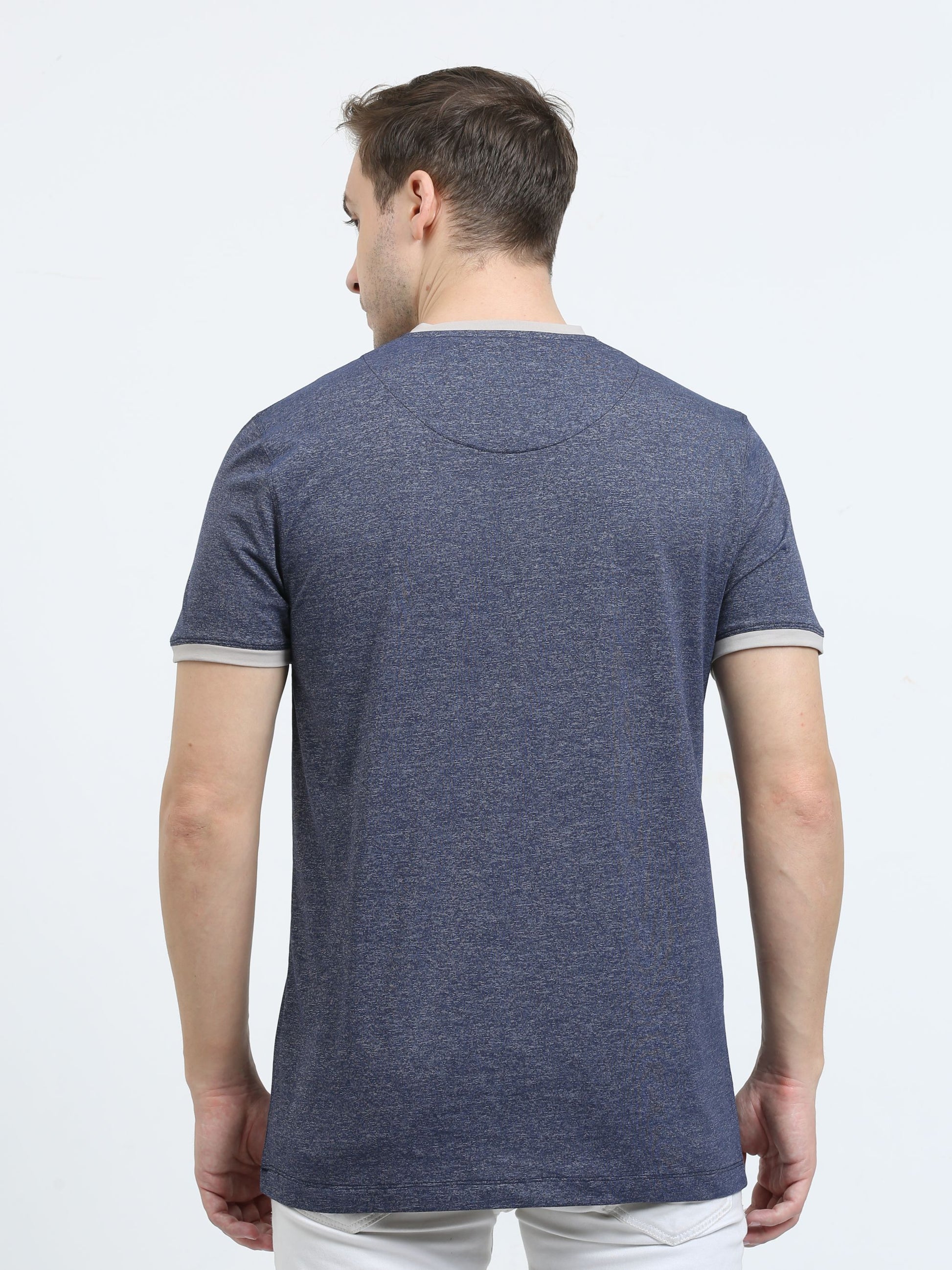 Navy Blue Men's Cotton vee neck t shirts