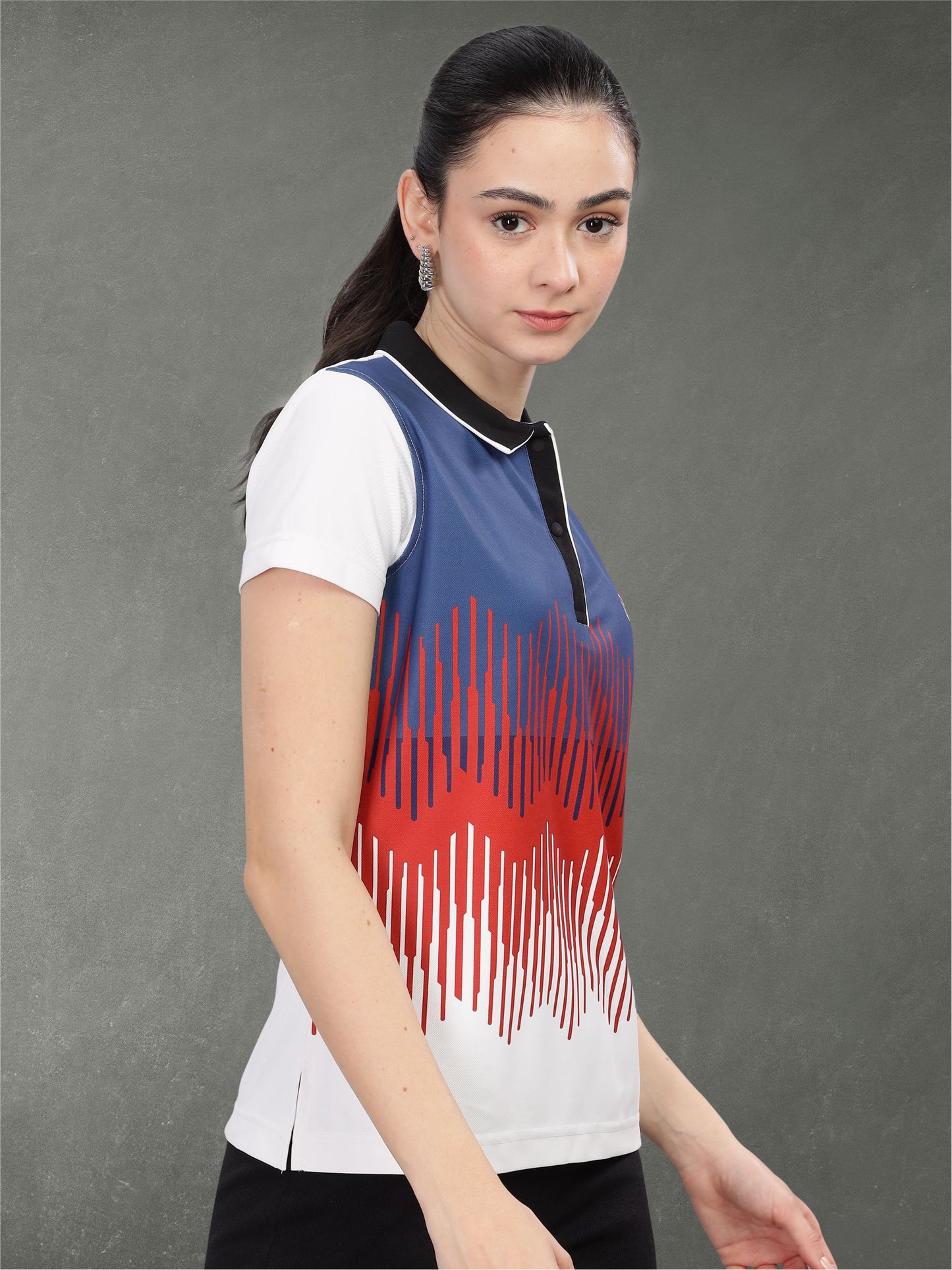 Multi Color Women Active Wear Polo T-shirt