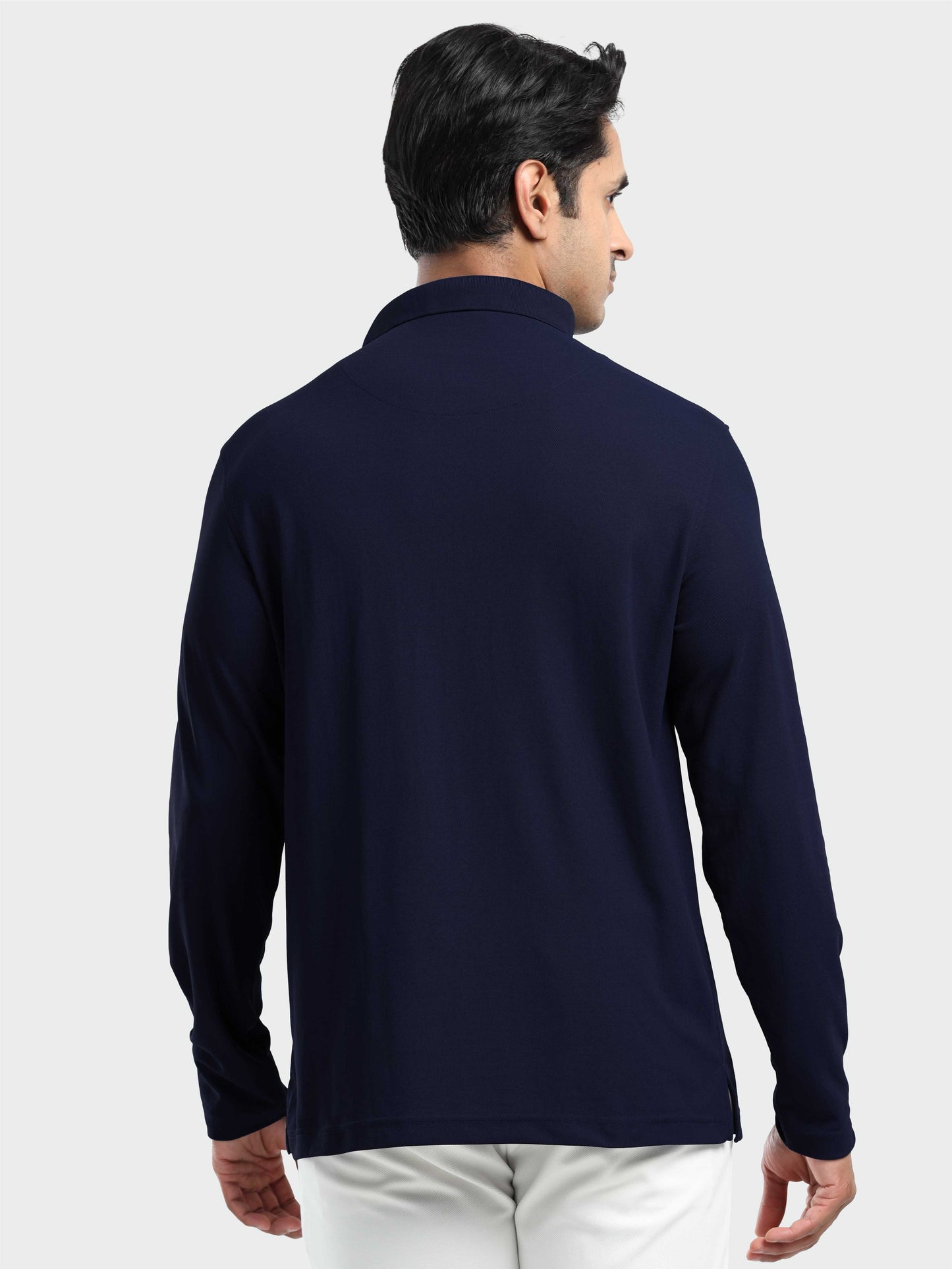 Men's Full Sleeve Polo T-Shirt-Navy Blue| Feather Touch Feel | Odour Resistant | Wrinkle Free | Quick Dry | Stretchable | Anti-Static | UV Resistance |