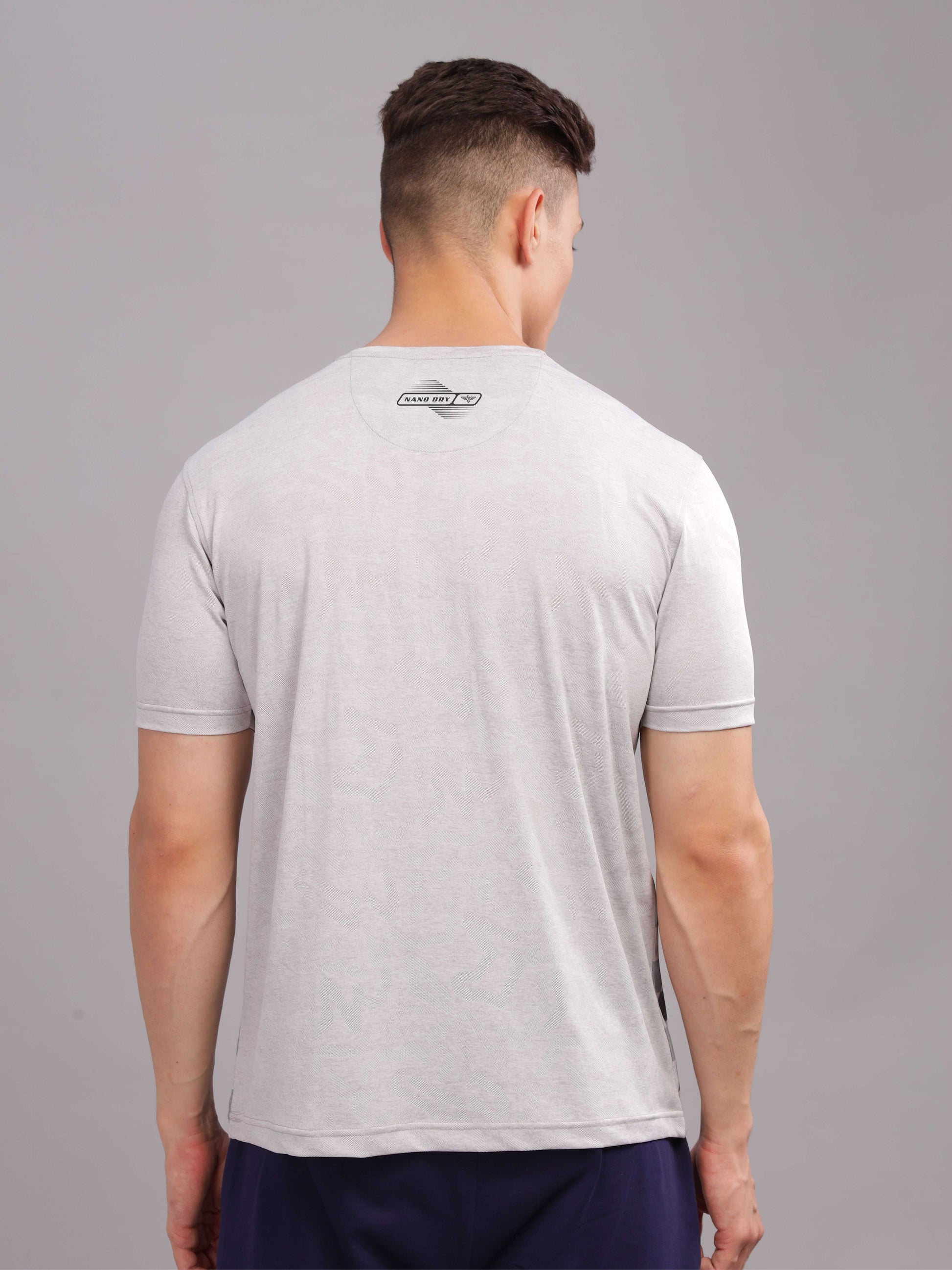Grey Printed Active Round Neck T Shirts for Men Online
