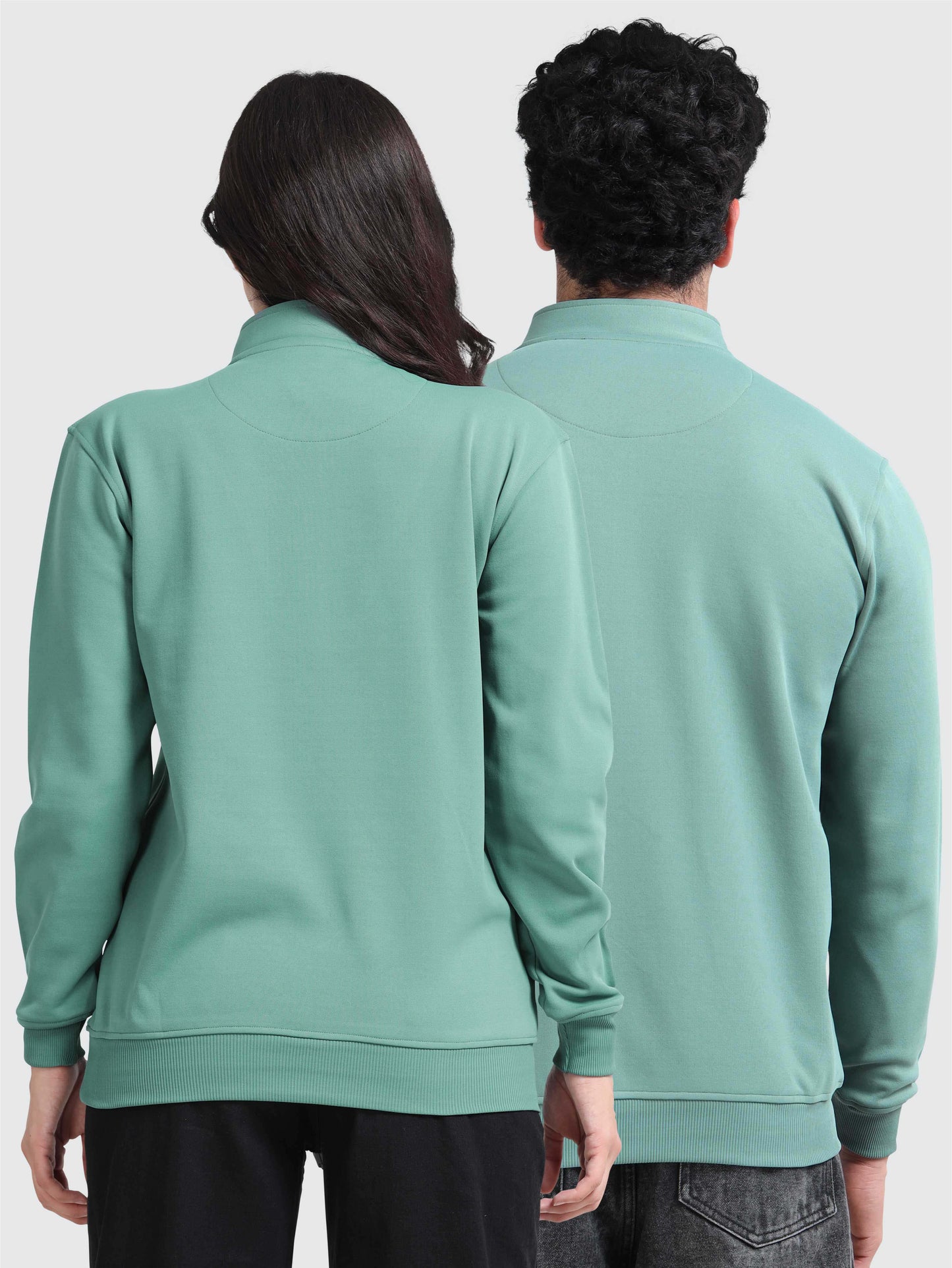 Unisex Half Zipper Sweatshirts - Green | Regular Fit | Feather Touch Feel | Warm |