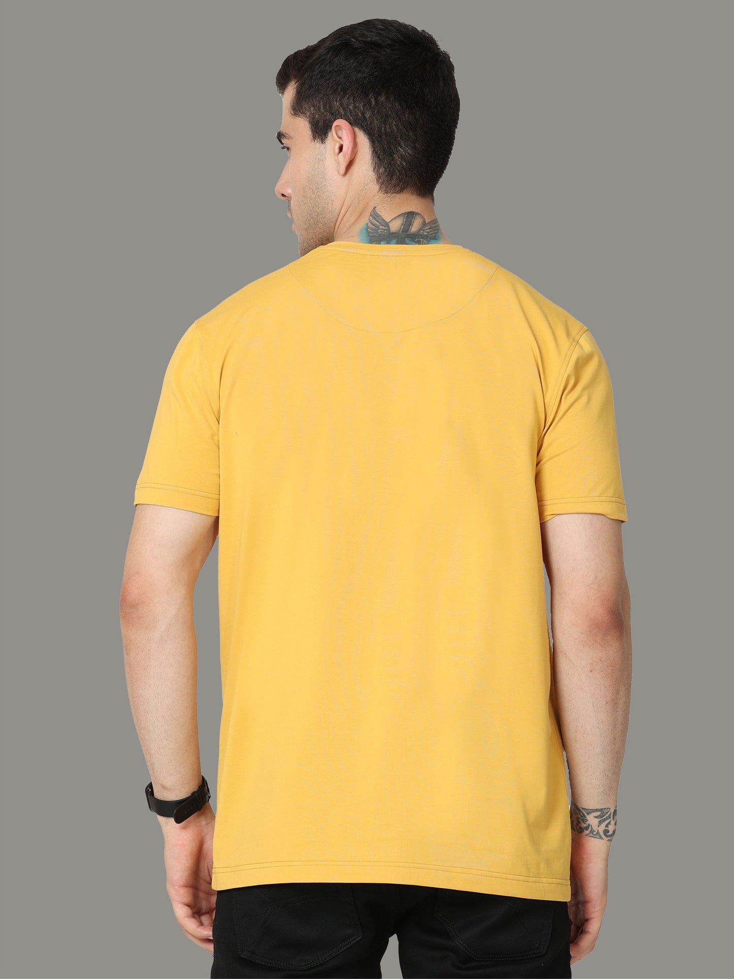 Mustard Men's Crew Neck T-Shirts Tribal