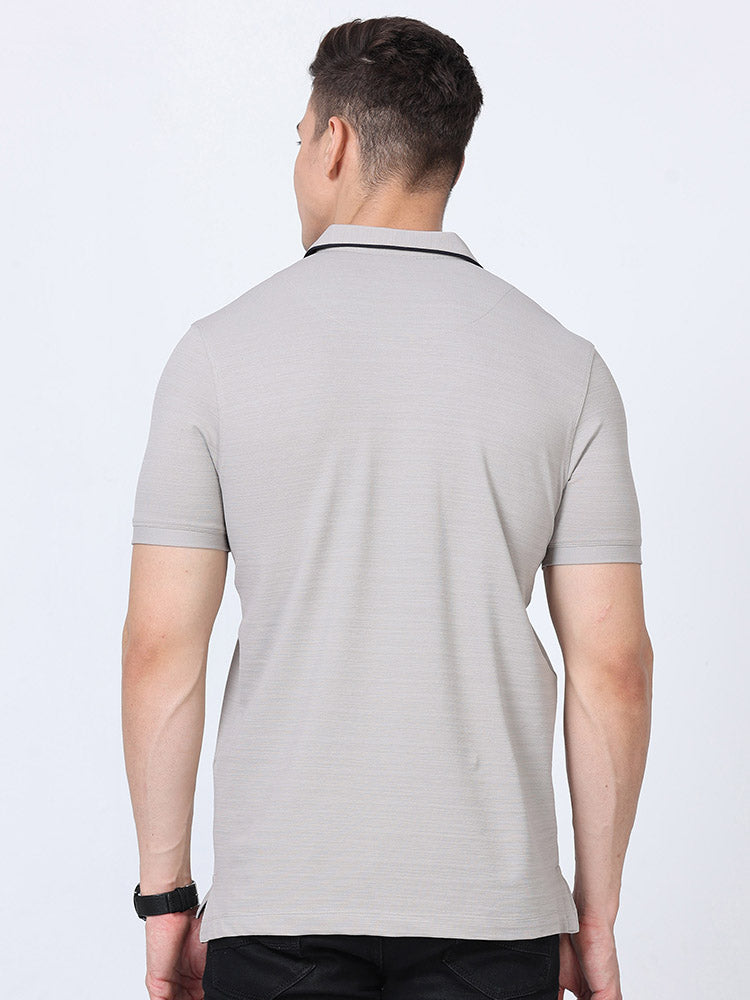 Moose Grey Premium Pique Crush Polo T-Shirt
