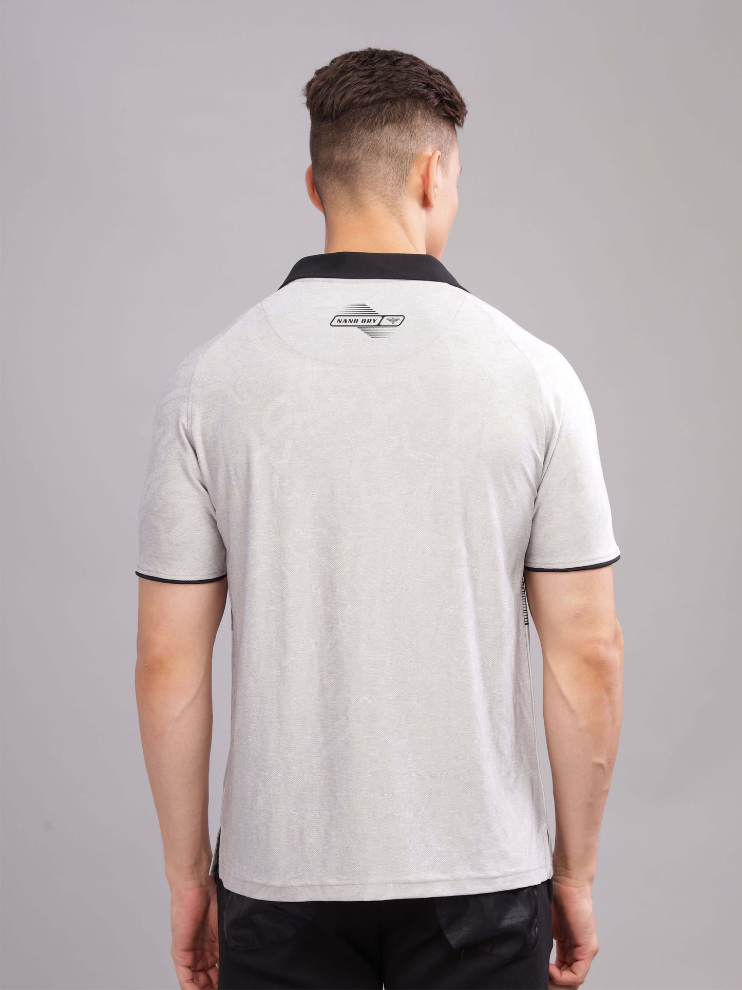 Grey Mens Printed Active Wear T-Shirt