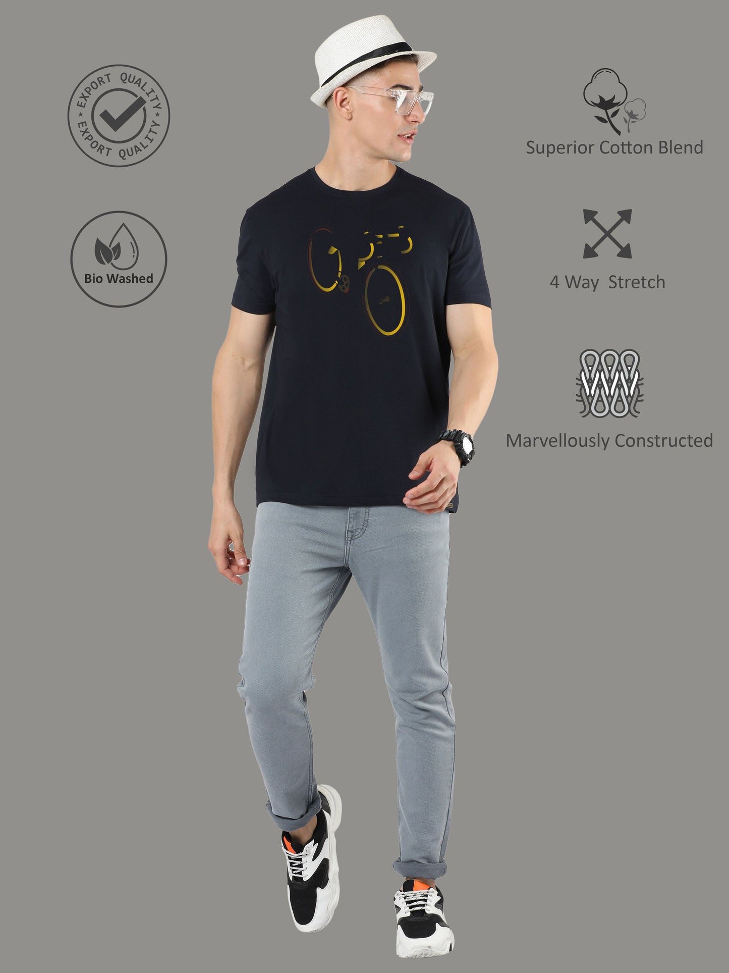 Black Men's Round Neck T Shirts
