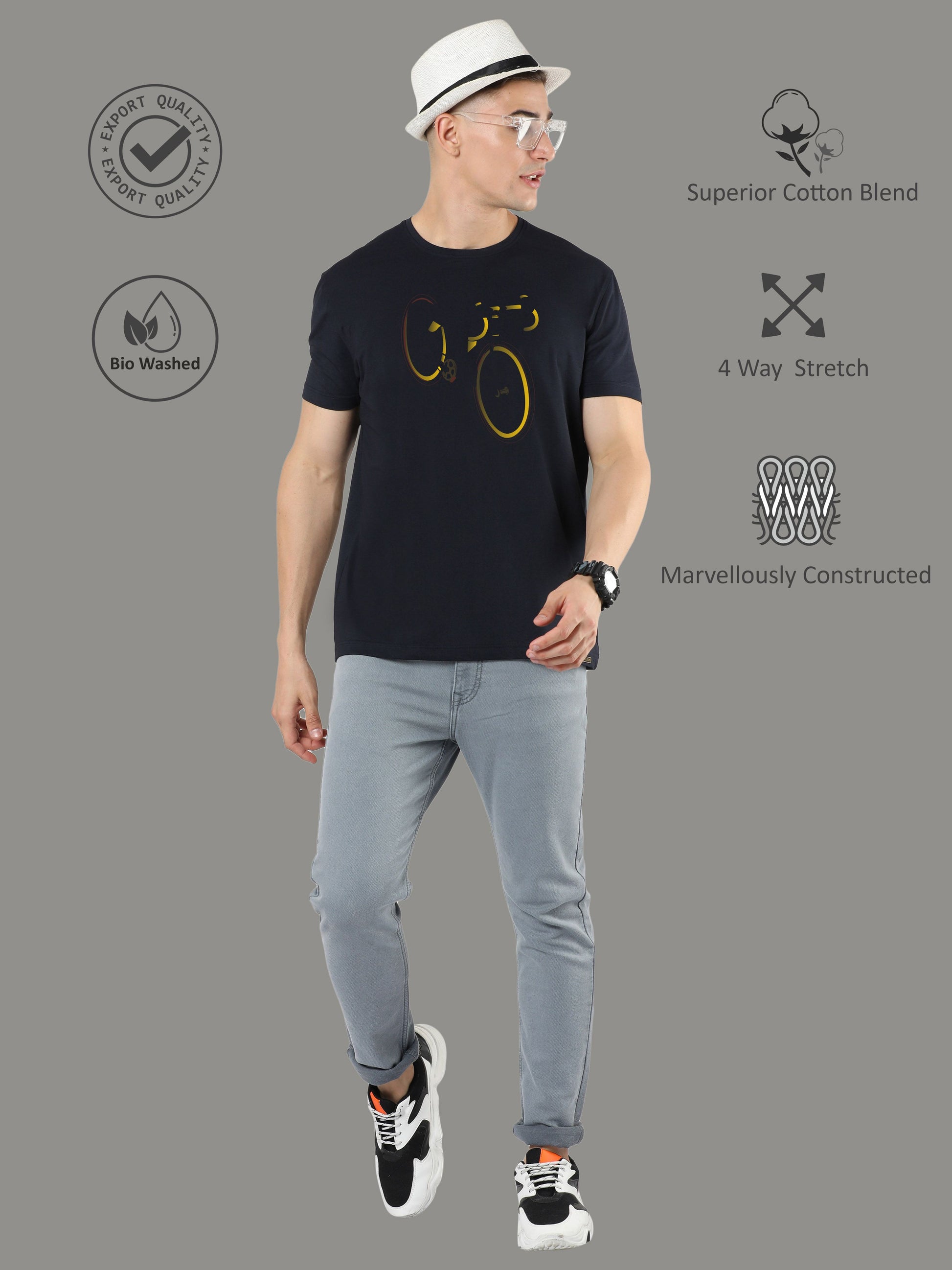 Black Men's Round Neck T Shirts