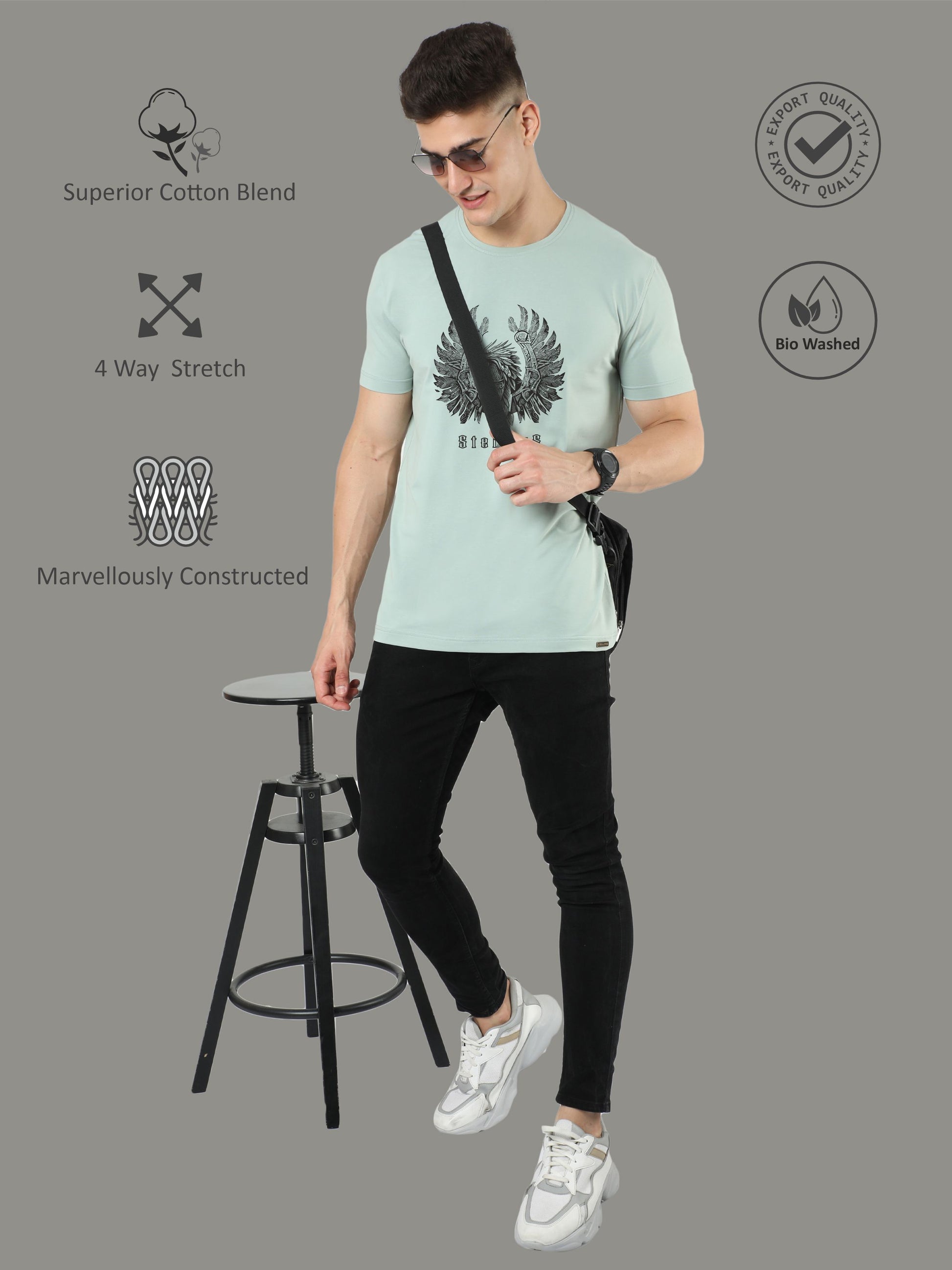 Ocean Green Men’s Crew Neck T Shirt - Round Neck T Shirts
