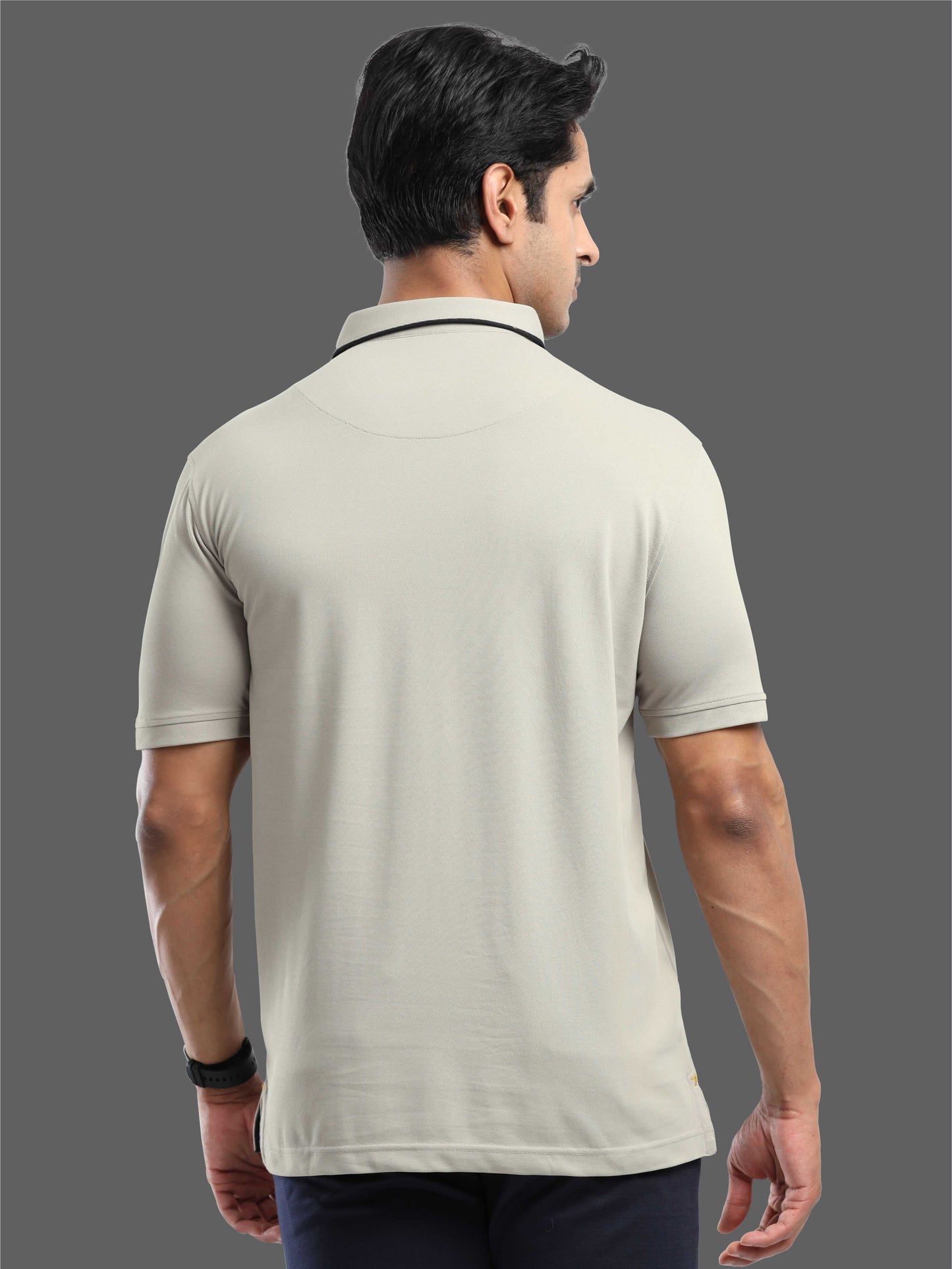 Moose Grey Men Premium SoftBerry PQ Polo T-Shirt