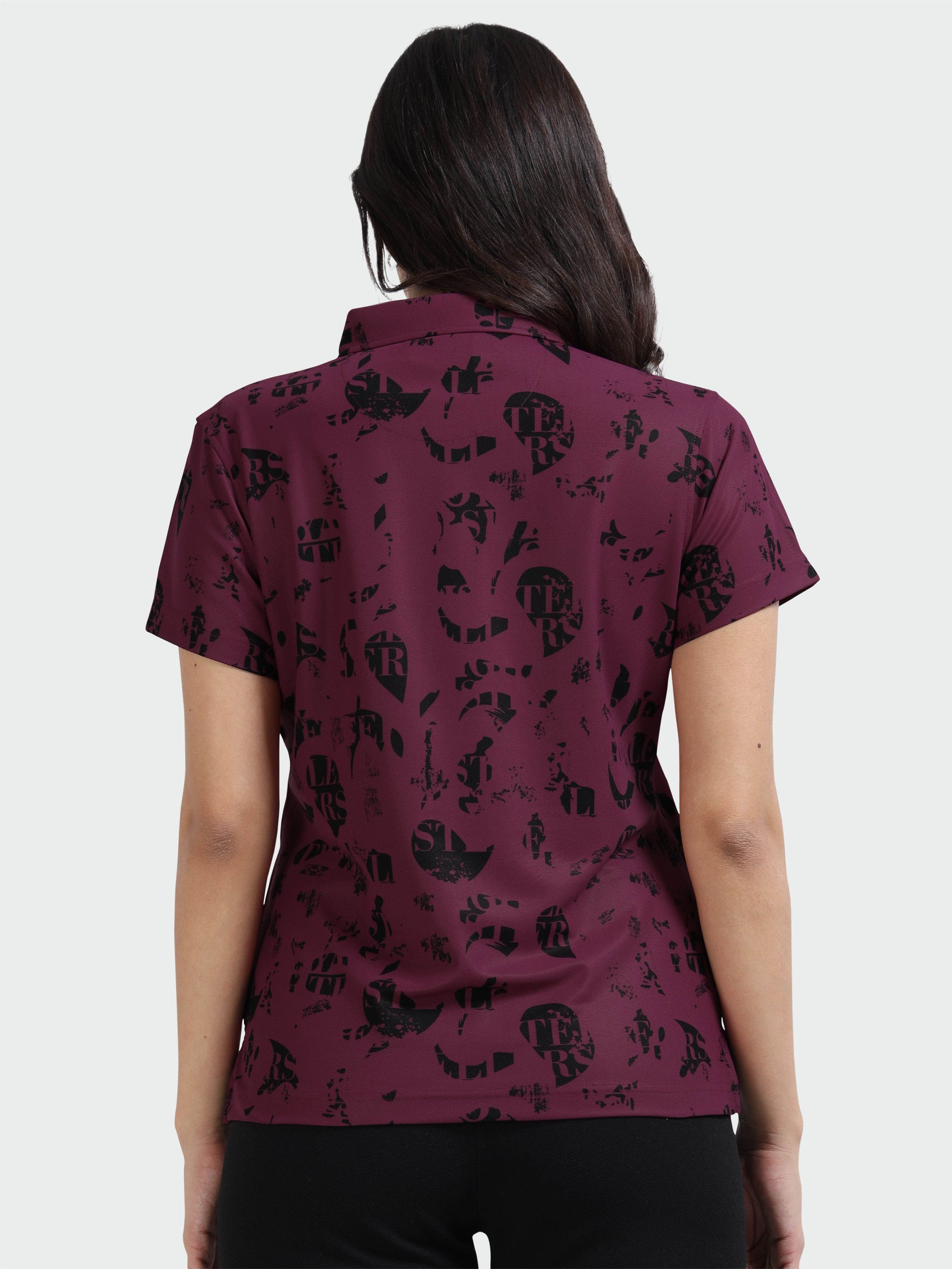 Magenta Camstel Printed Polo T Shirt for Women