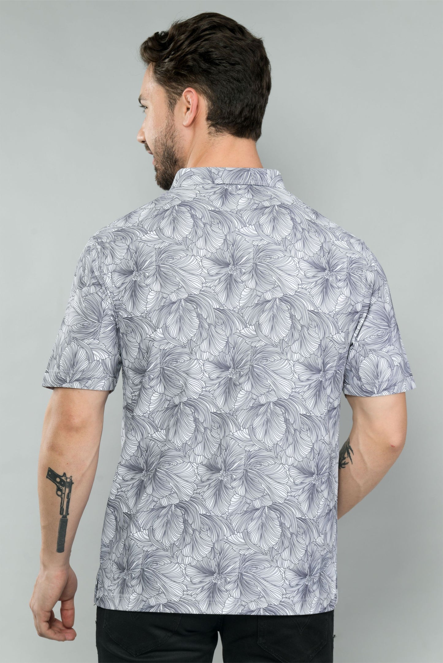 White Men's Floral Print Golf Polo T-Shirts | Quick Dry | Stretchable | UV Protected | Wrinkle & Odour-Free