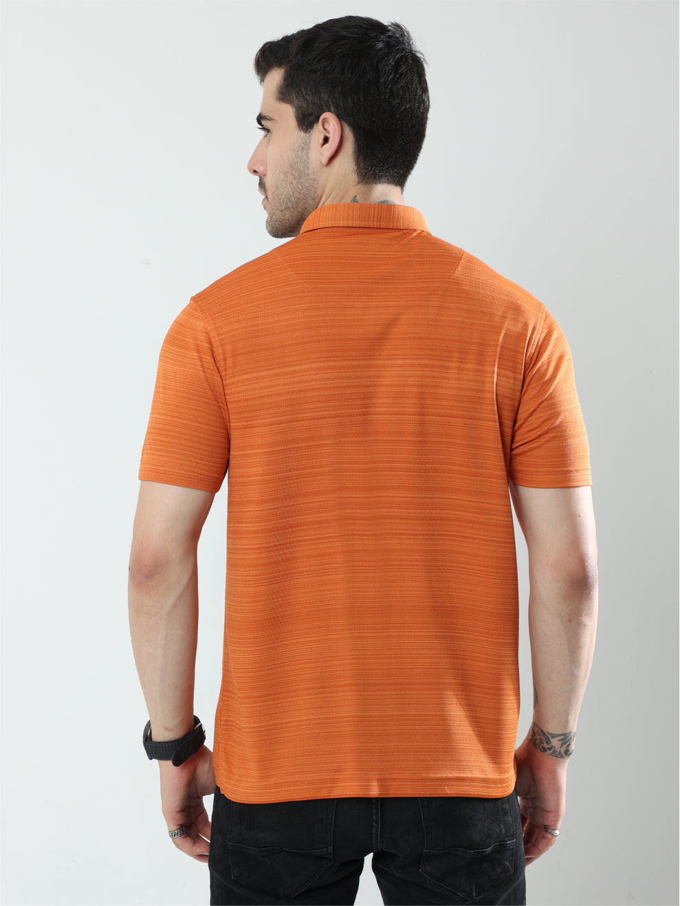 Russet Men's Barcode Weave Golf Polo T Shirt