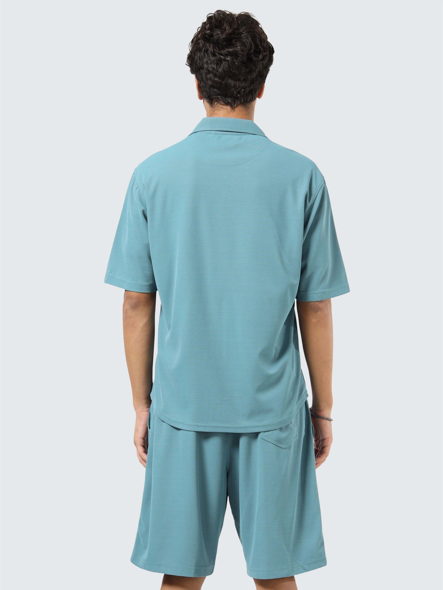 Men Relaxed Fit Co-ord Set Nile-Blue | Wrinkle Free | Stretchable | Feather Touch Feel | Breathable