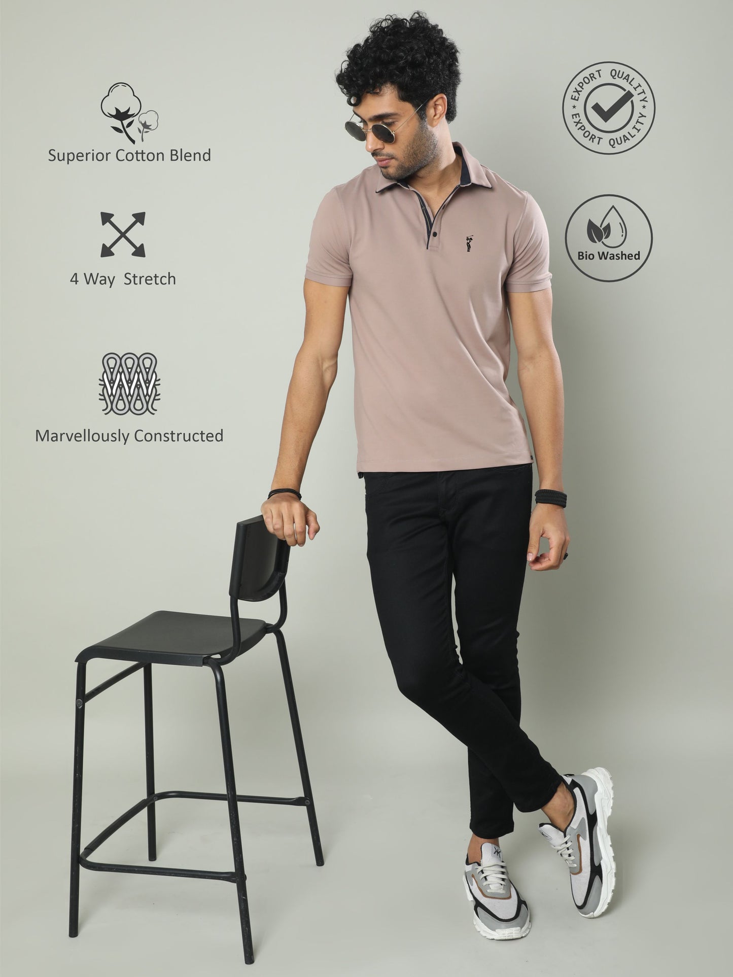 Shadow Grey Men Premium SoftBerry PQ Polo T-Shirt