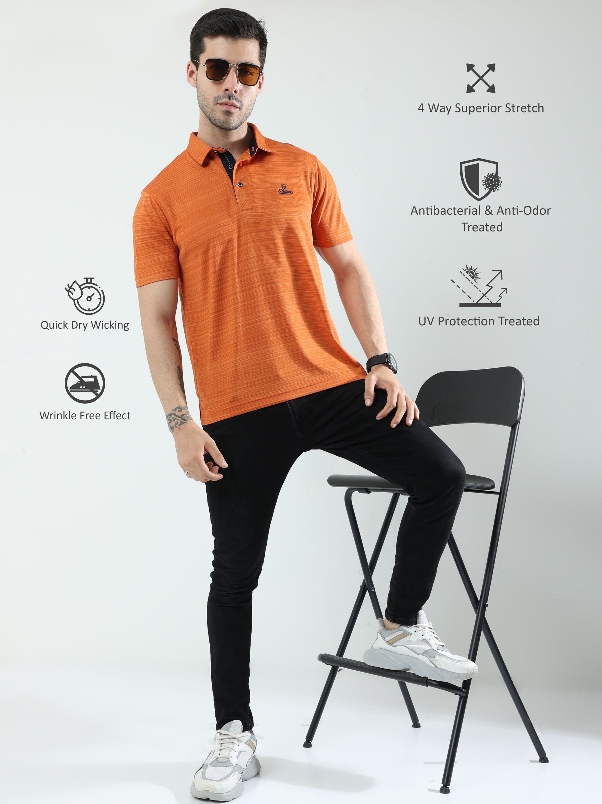 Russet Men's Barcode Weave Golf Polo T Shirt