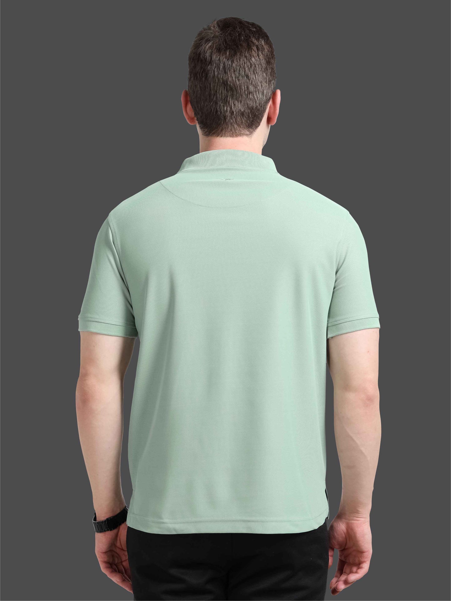 Men Misty Green Premium Golf Polo T-Shirt | Quick Dry | Stretchable | UV Protected | Wrinkle & Odour-Free