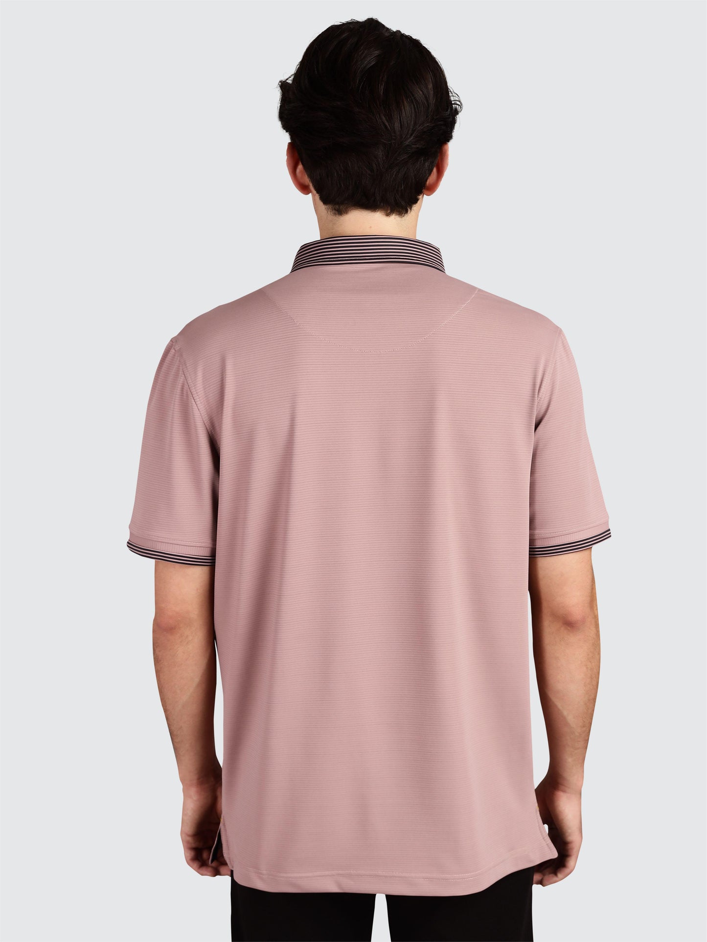 Men Premium Ultra Stripes Polo T-Shirt - Mauve | Feather Touch Feel | Light Weight | Stretchable | Sustainable