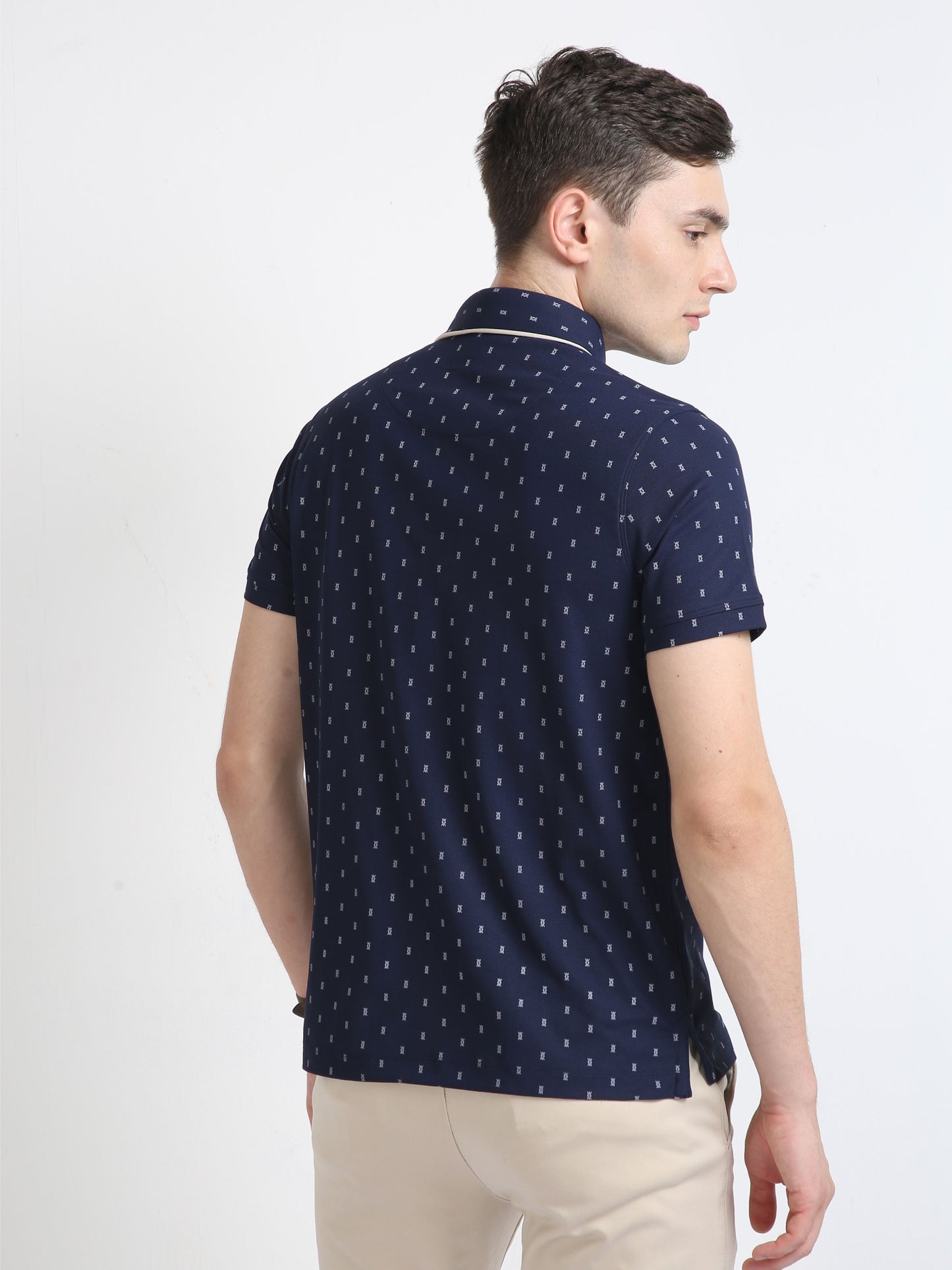 Navy blue Men's Rolex Print Polo T-Shirts | Quick Dry | Stretchable | UV Protected | Wrinkle & Odour-Free