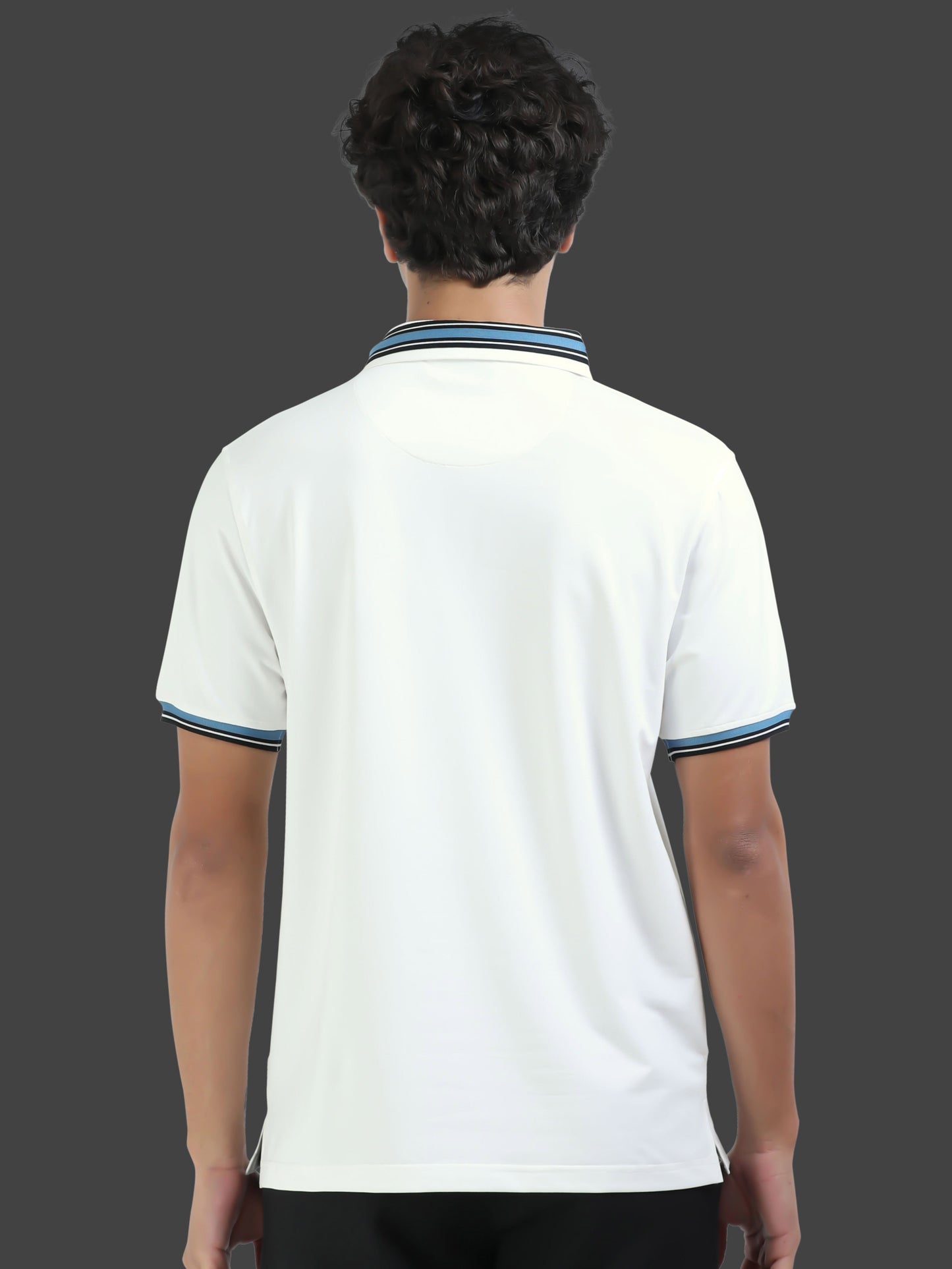 White Men's Zipper Polo T-Shirt | Wrinkle-Free | Quick Dry |  Odour-Free | Stretchable | UV Protected