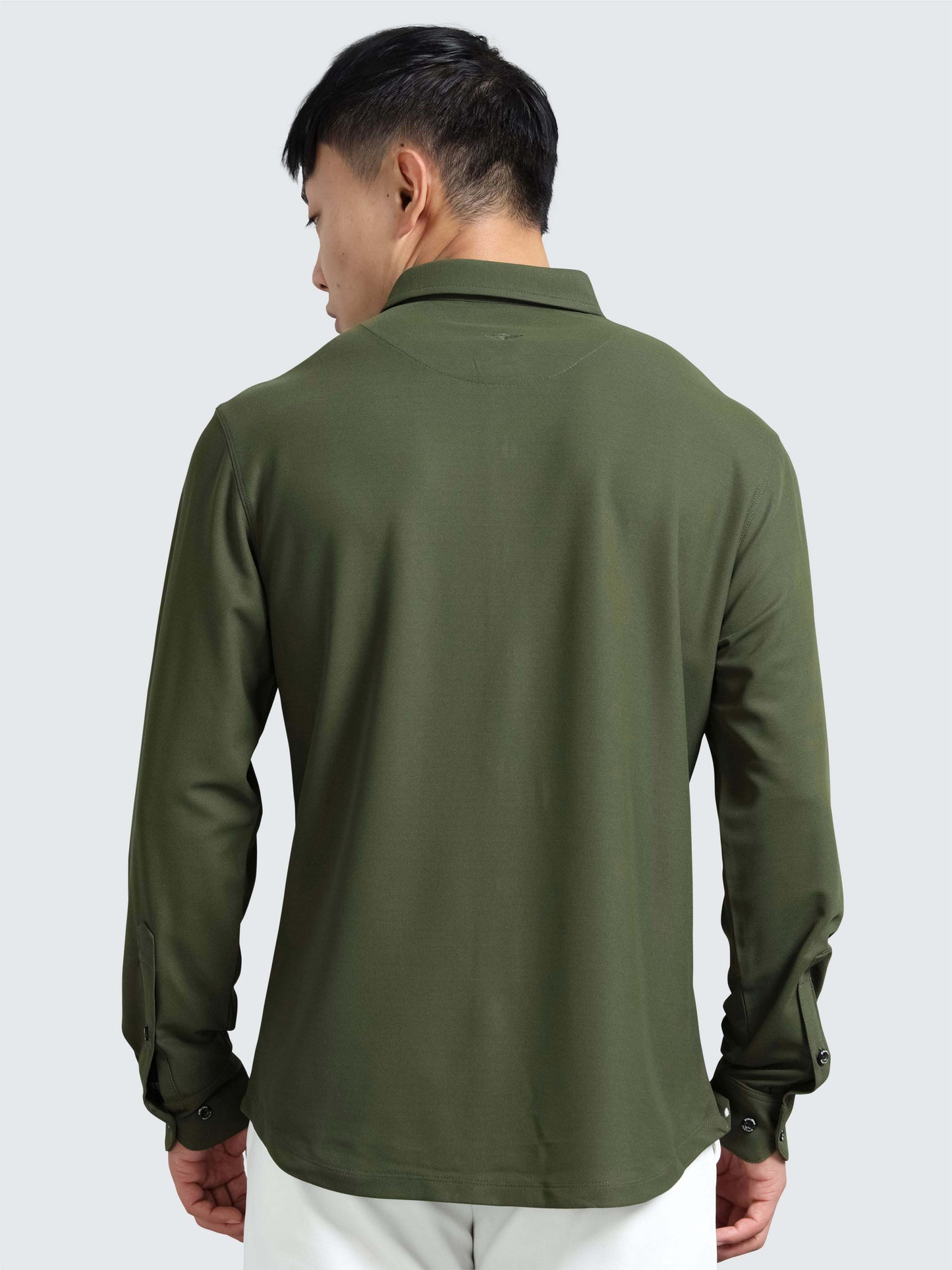 Olive Green Men's Premium Nano-Dry Shirts | Stretchable | Wrinkle-Resistant |