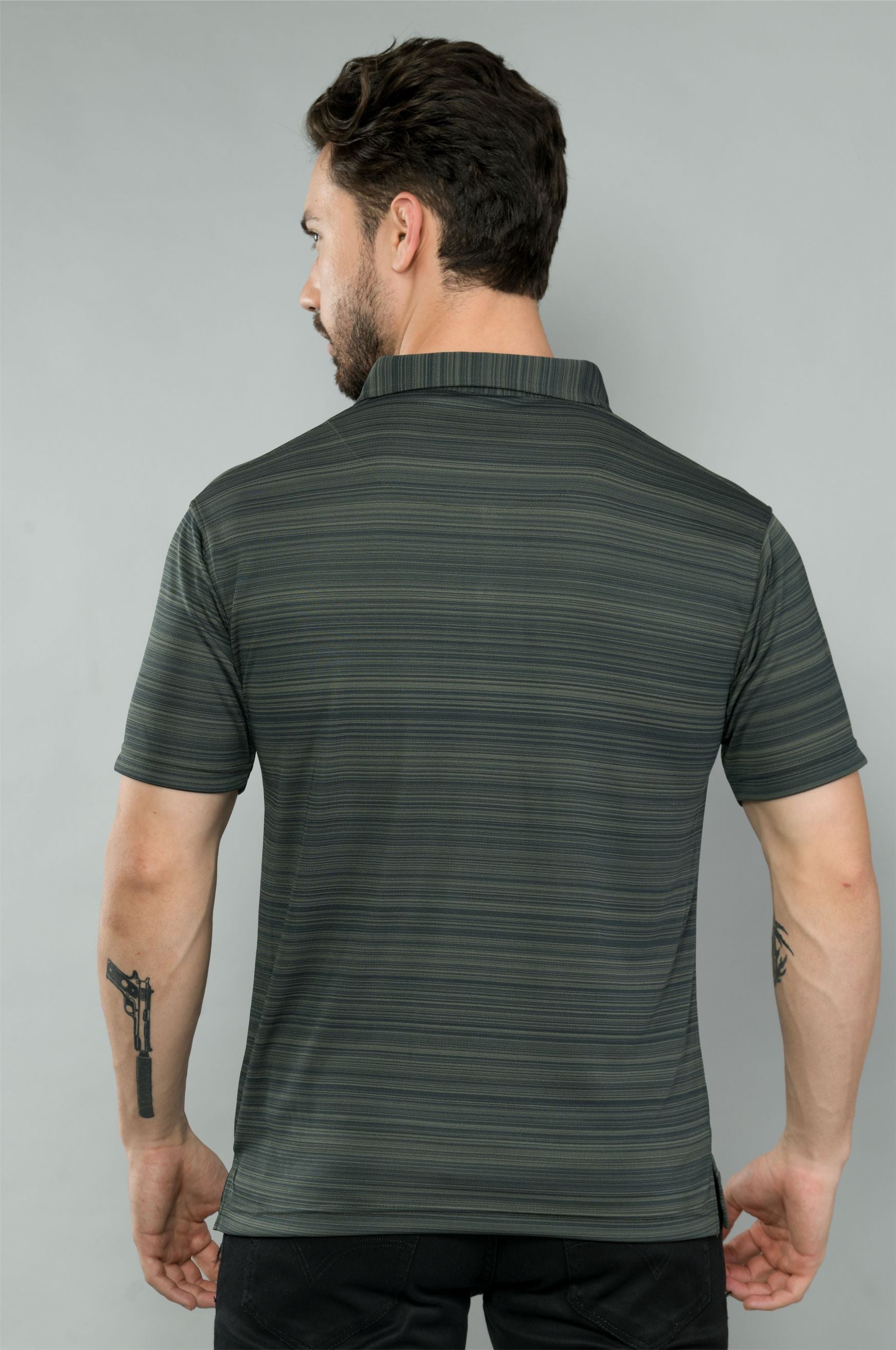 Olive Green Men's Barcode Polo T Shirt